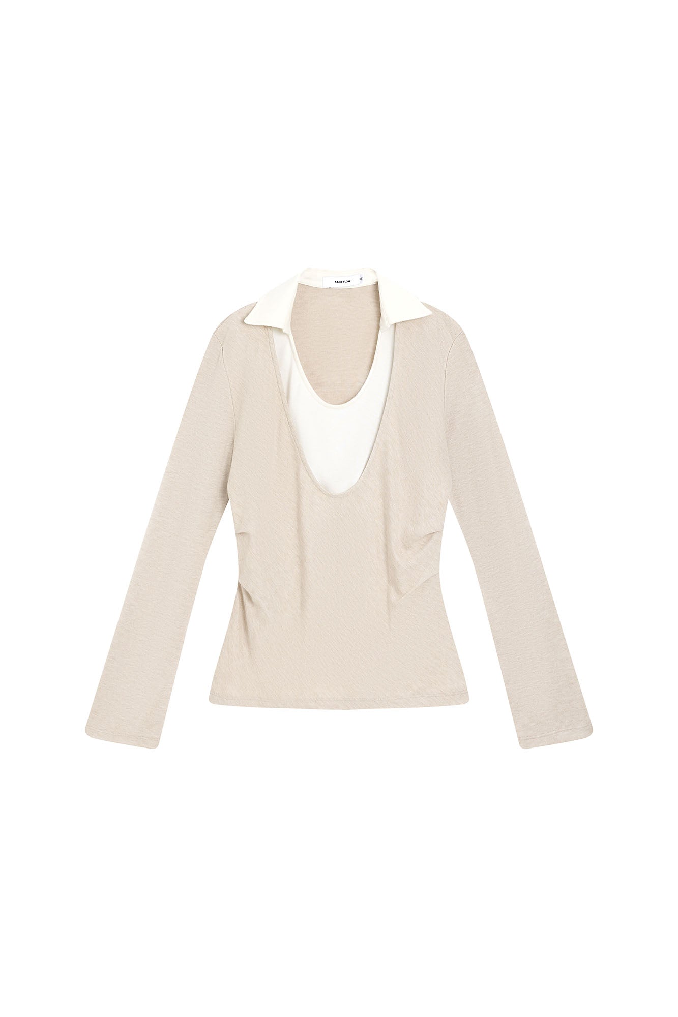 SAME FLOW Modern Double-Layered Long-Sleeve Tee