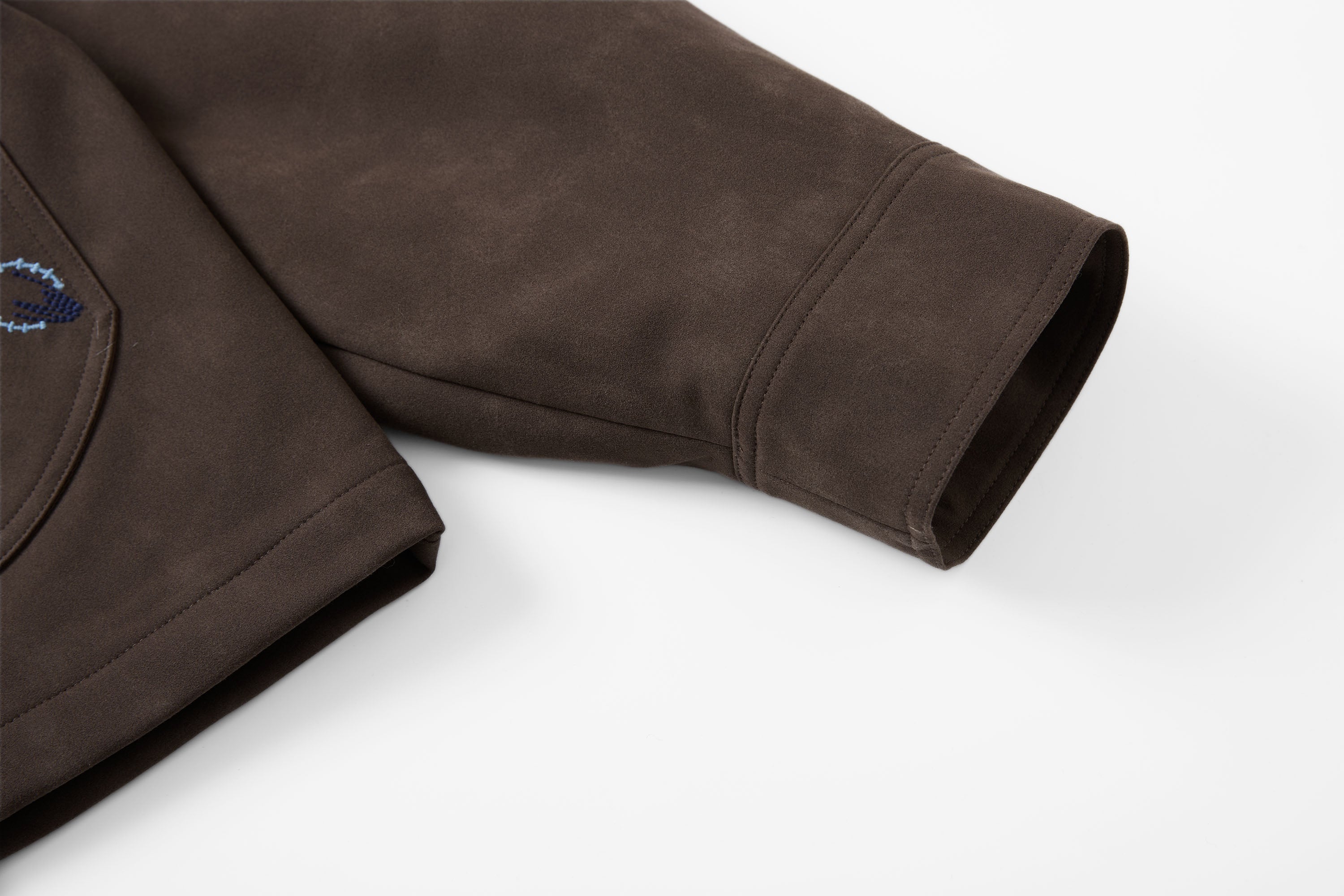 SAME FLOW Contrast Collar Embroidered Suede Jacket