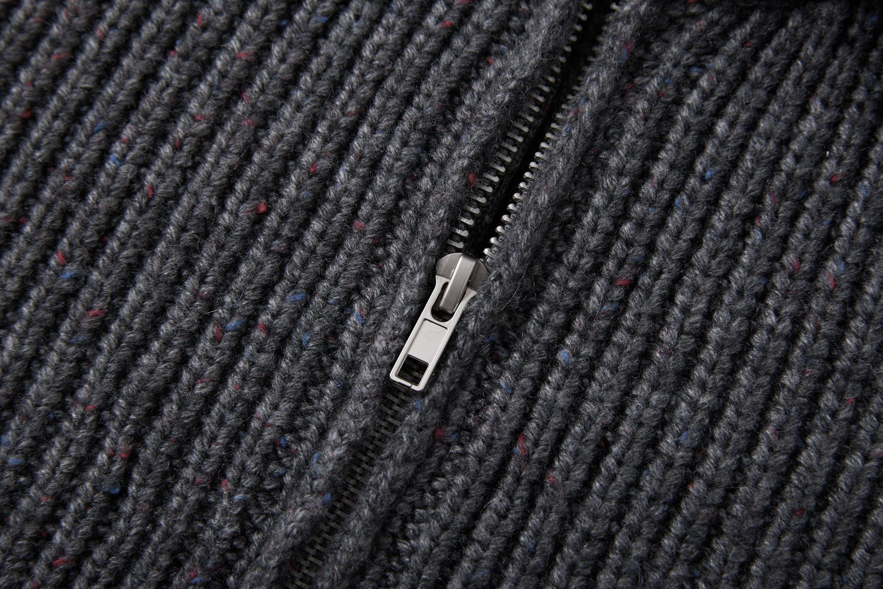 SAME FLOW Ribbed Oversized Polo Zip-Up Cardigan