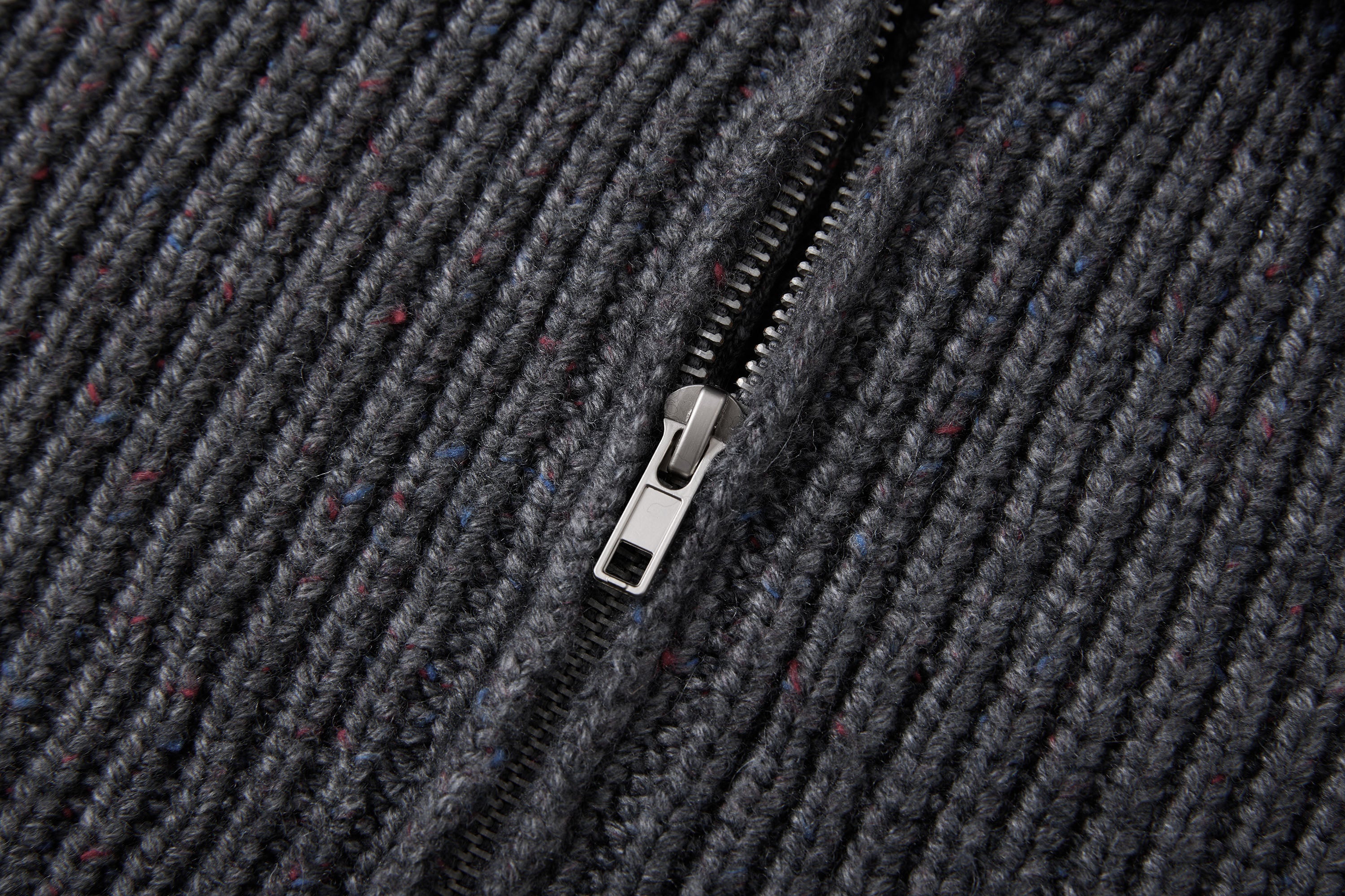 SAME FLOW Ribbed Oversized Polo Zip-Up Cardigan