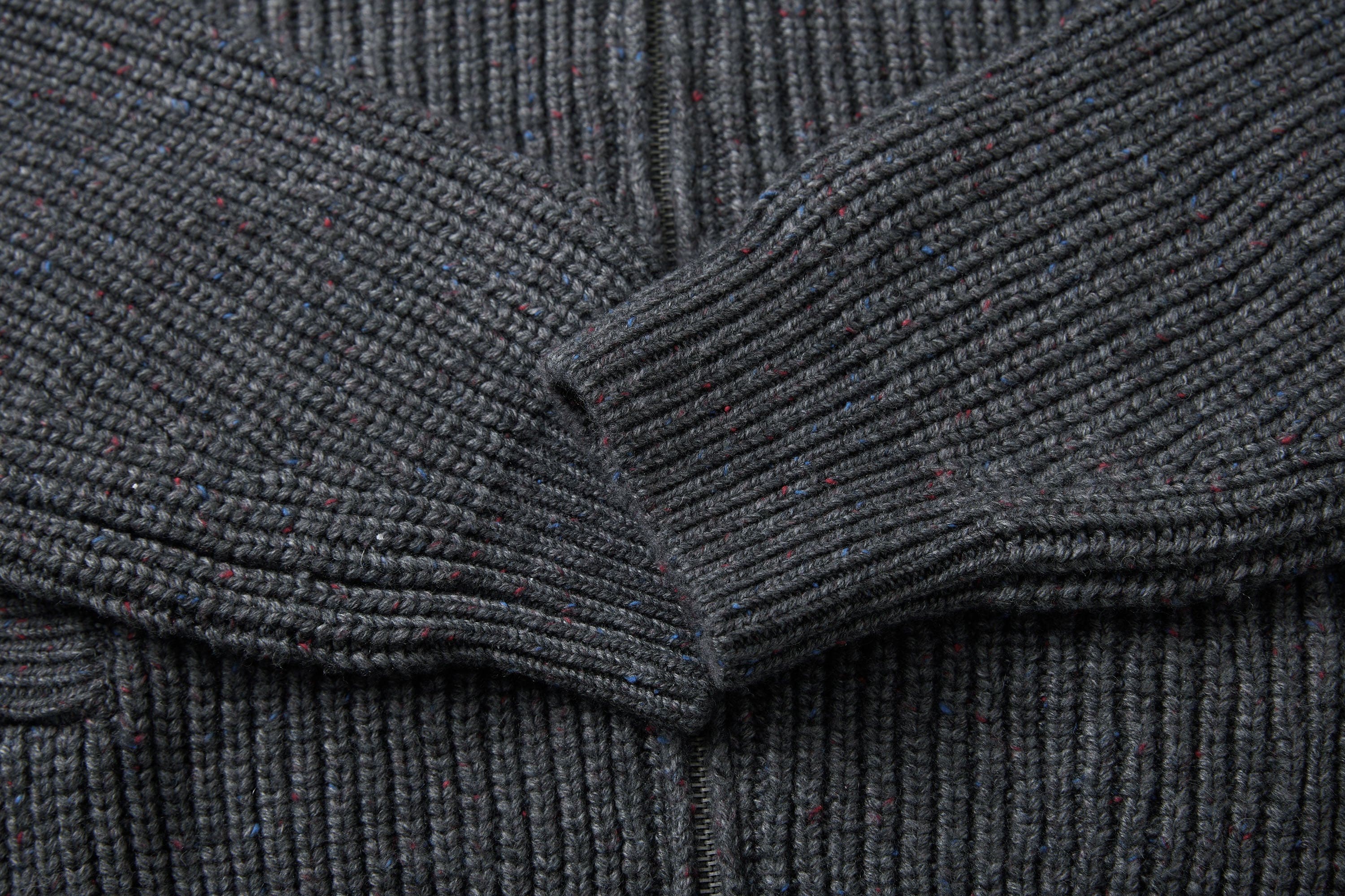 SAME FLOW Ribbed Oversized Polo Zip-Up Cardigan