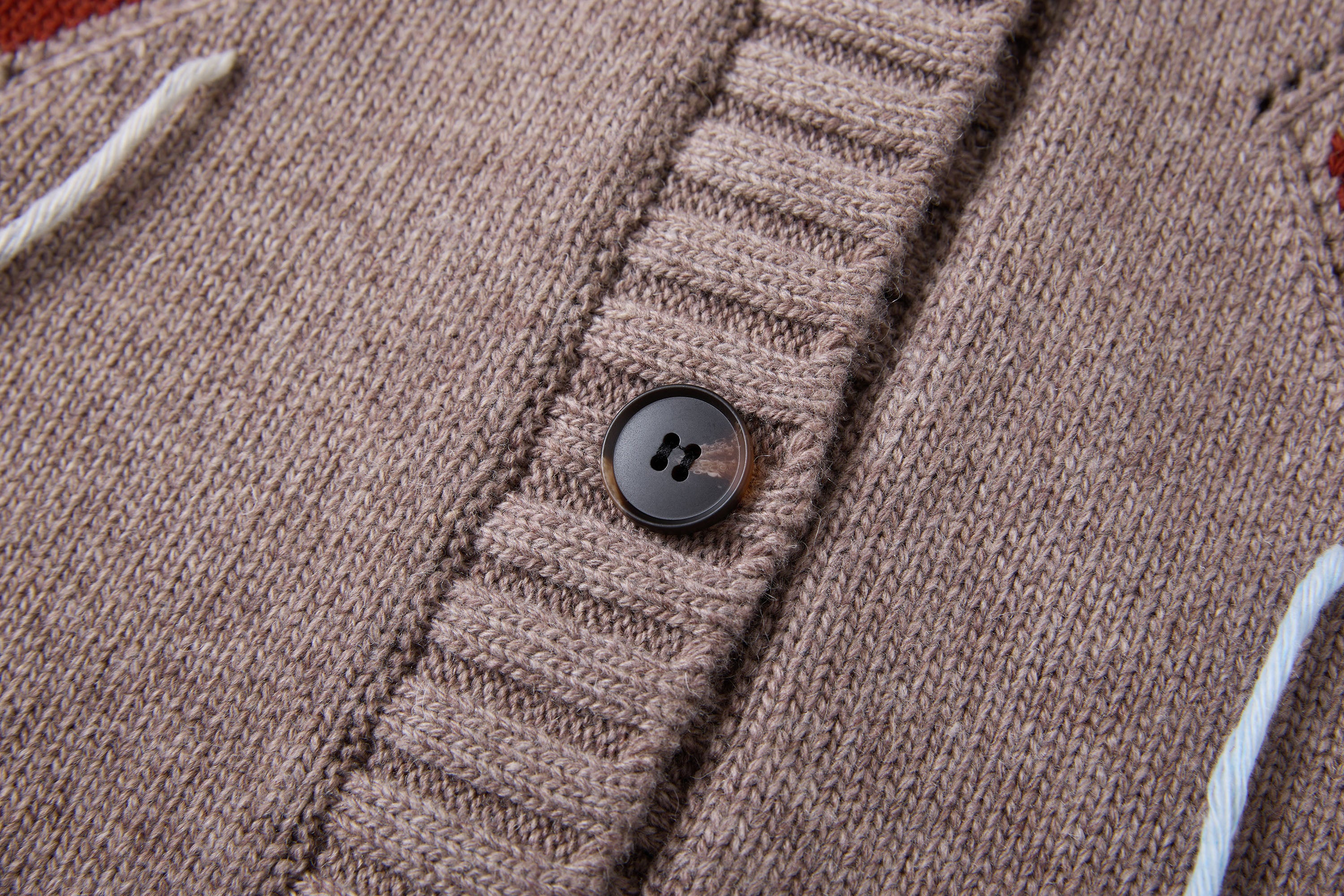 SAME FLOW Argyle Embroidered Shawl-Collar Cardigan