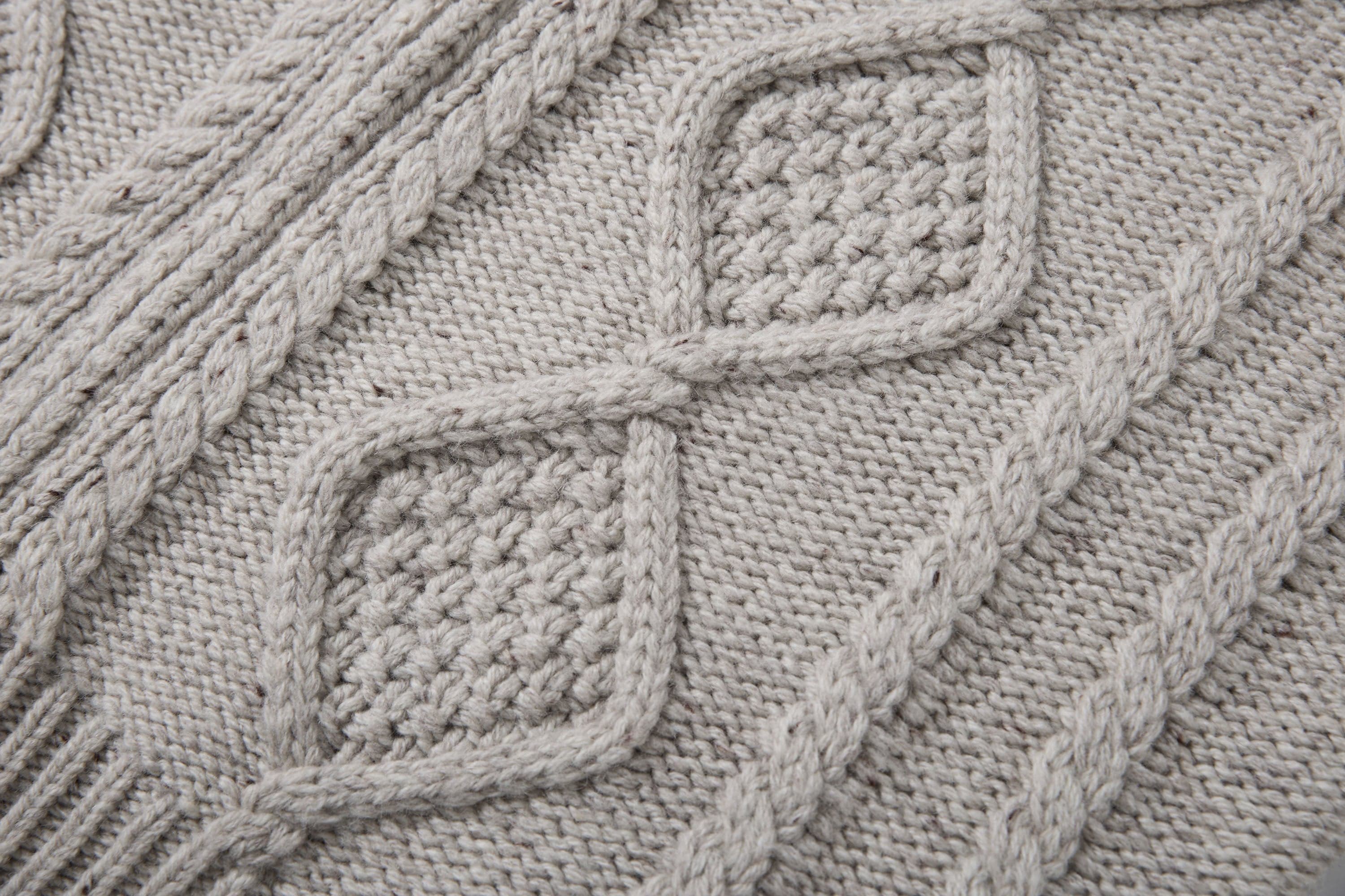 SAME FLOW Cable-Knit High-Neck Zip-Up Sweater
