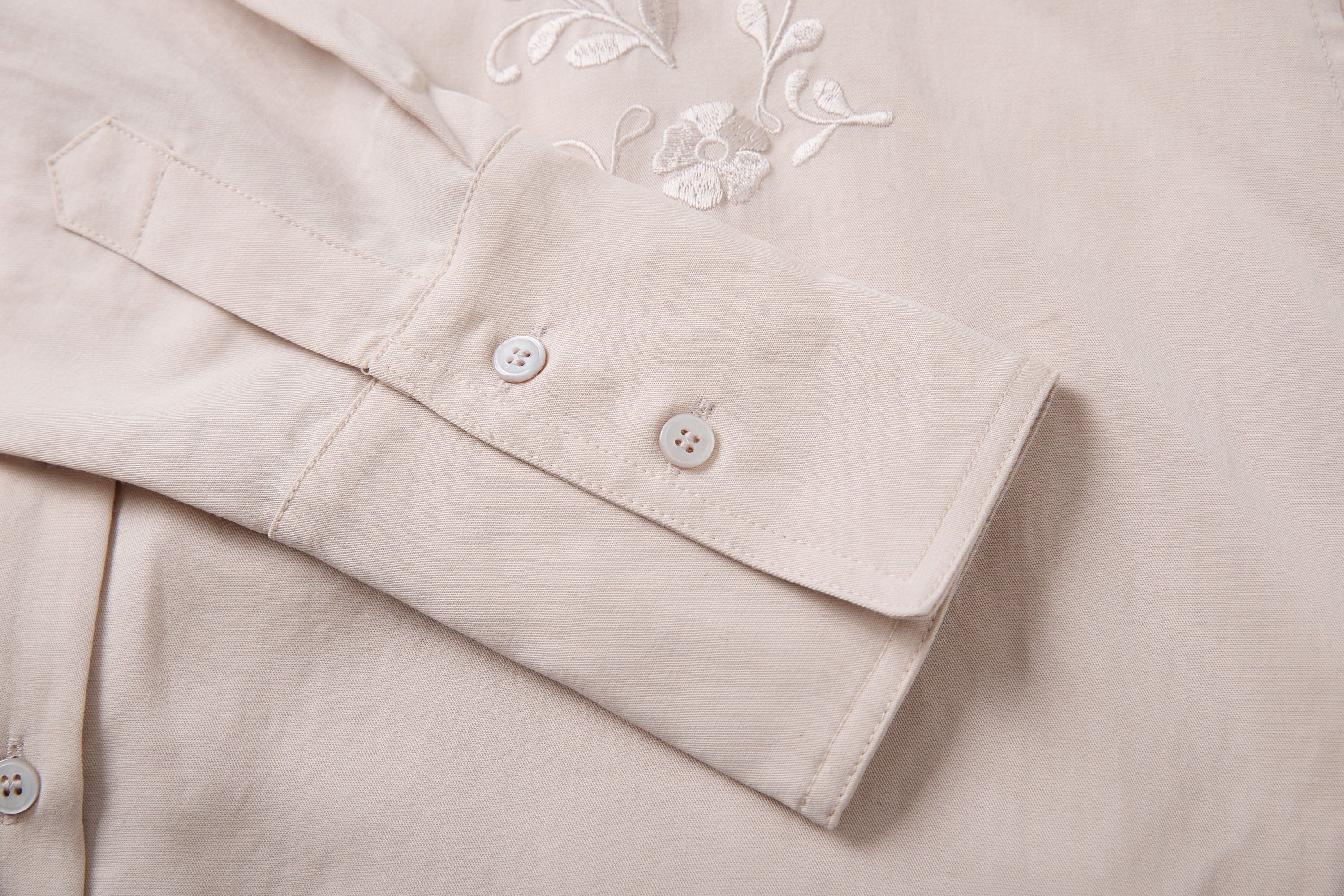 SAME FLOW Floral Embroidered Back-Drawstring Shirt