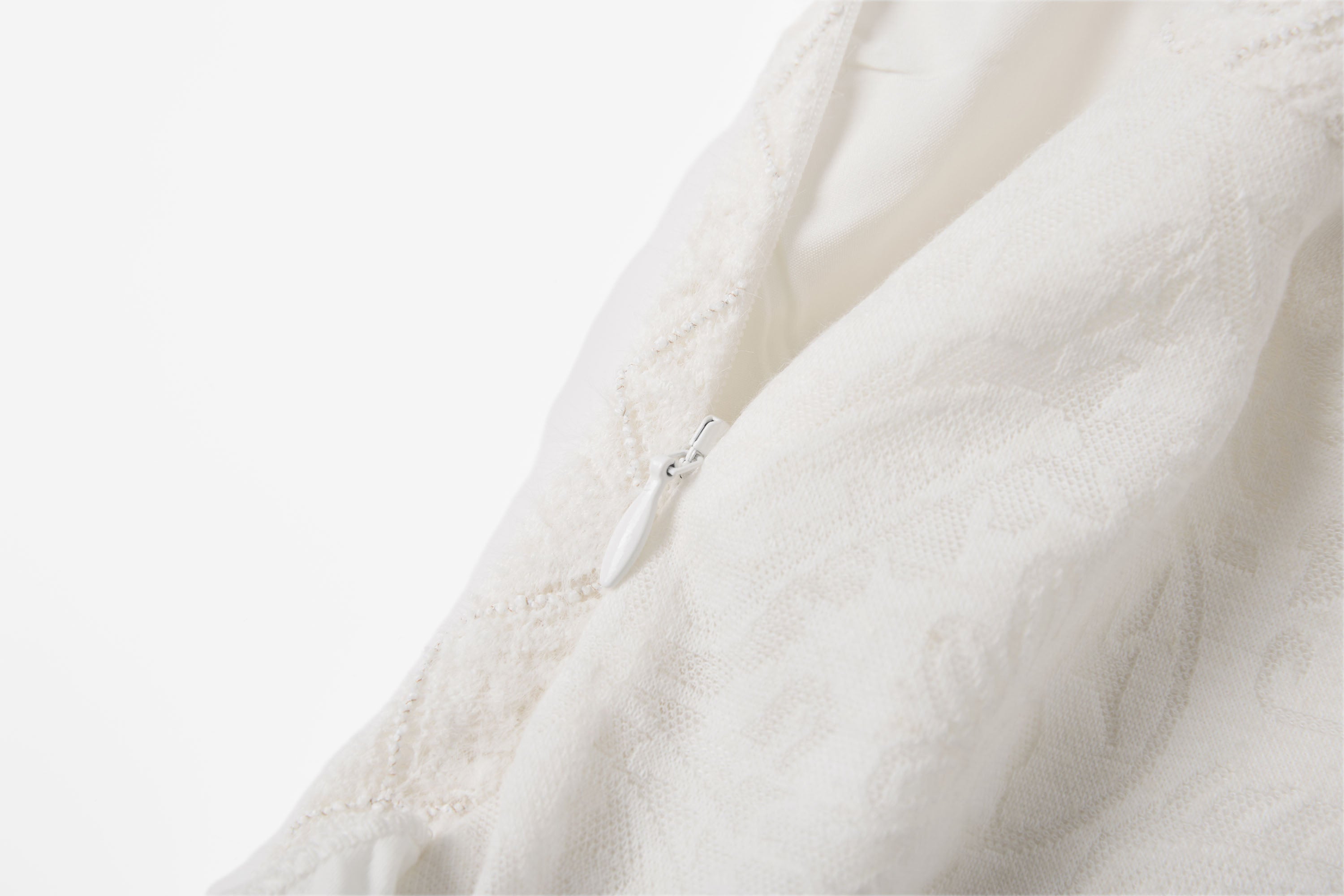 SAME FLOW Ruffle Asym Slip Lace-Panel Dress