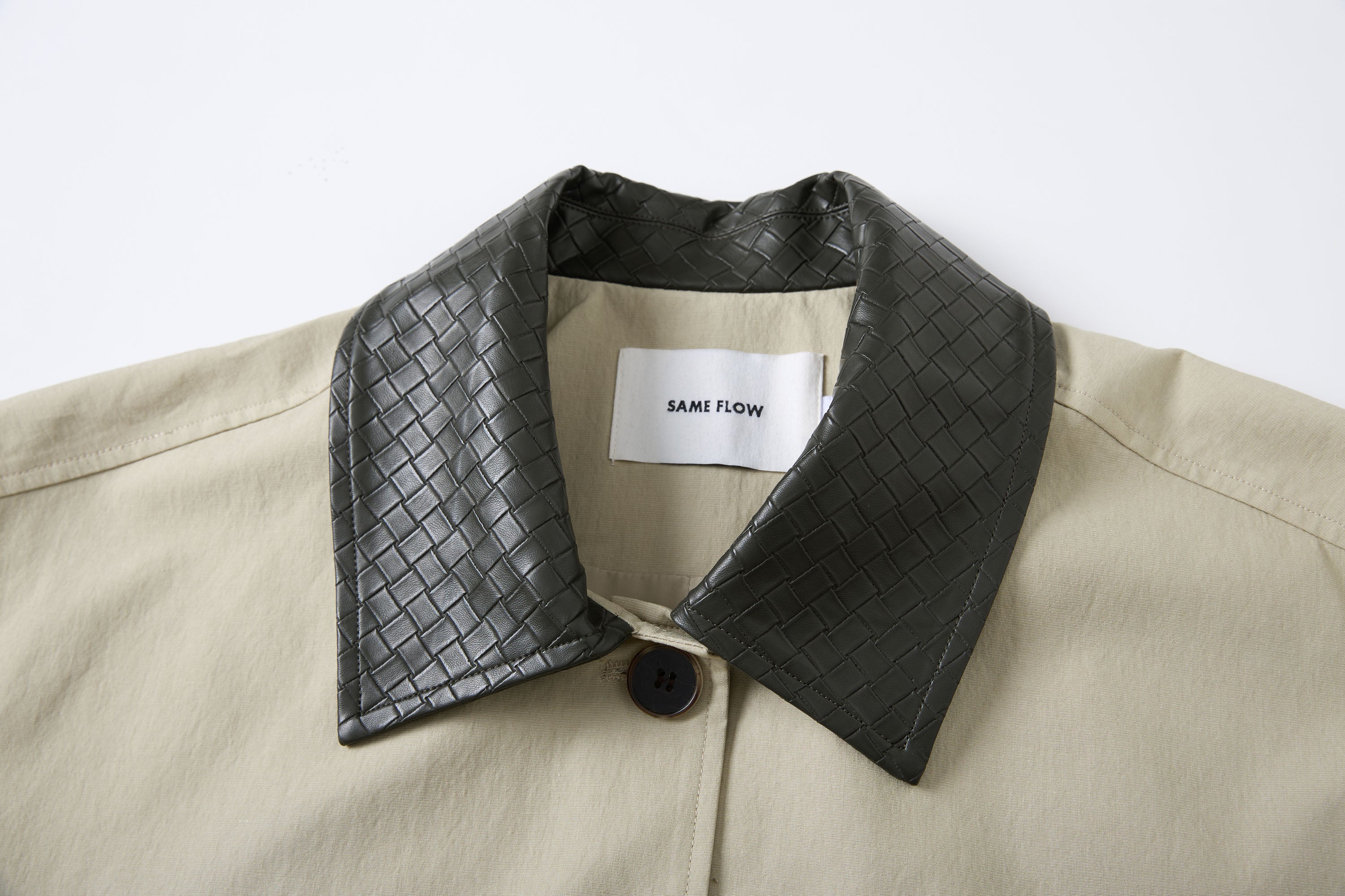 SAME FLOW Woven PU Collar Drawstring Jacket