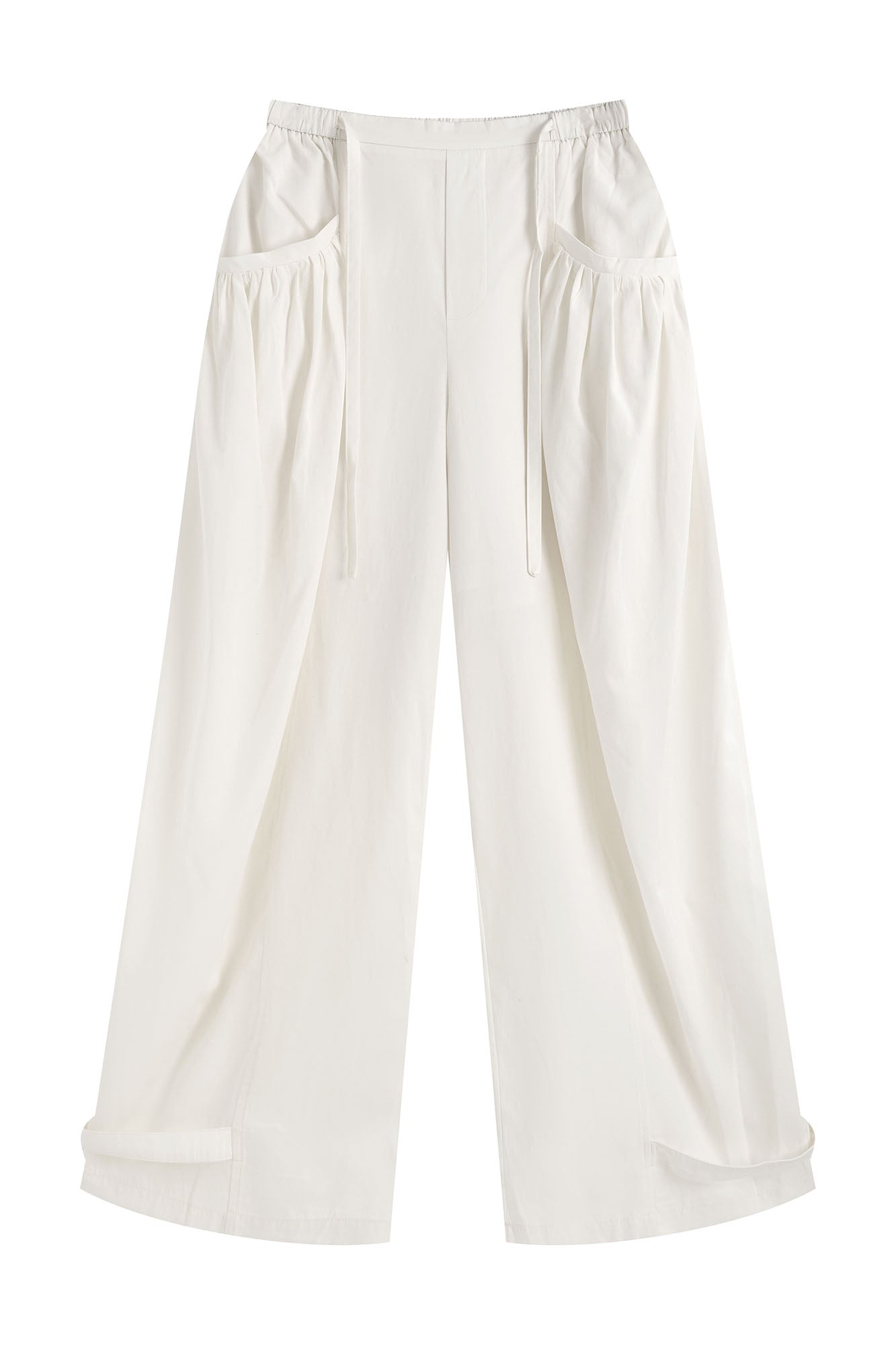 SAME FLOW Crinkled Linen-Blend Oversized Drawstring Pants