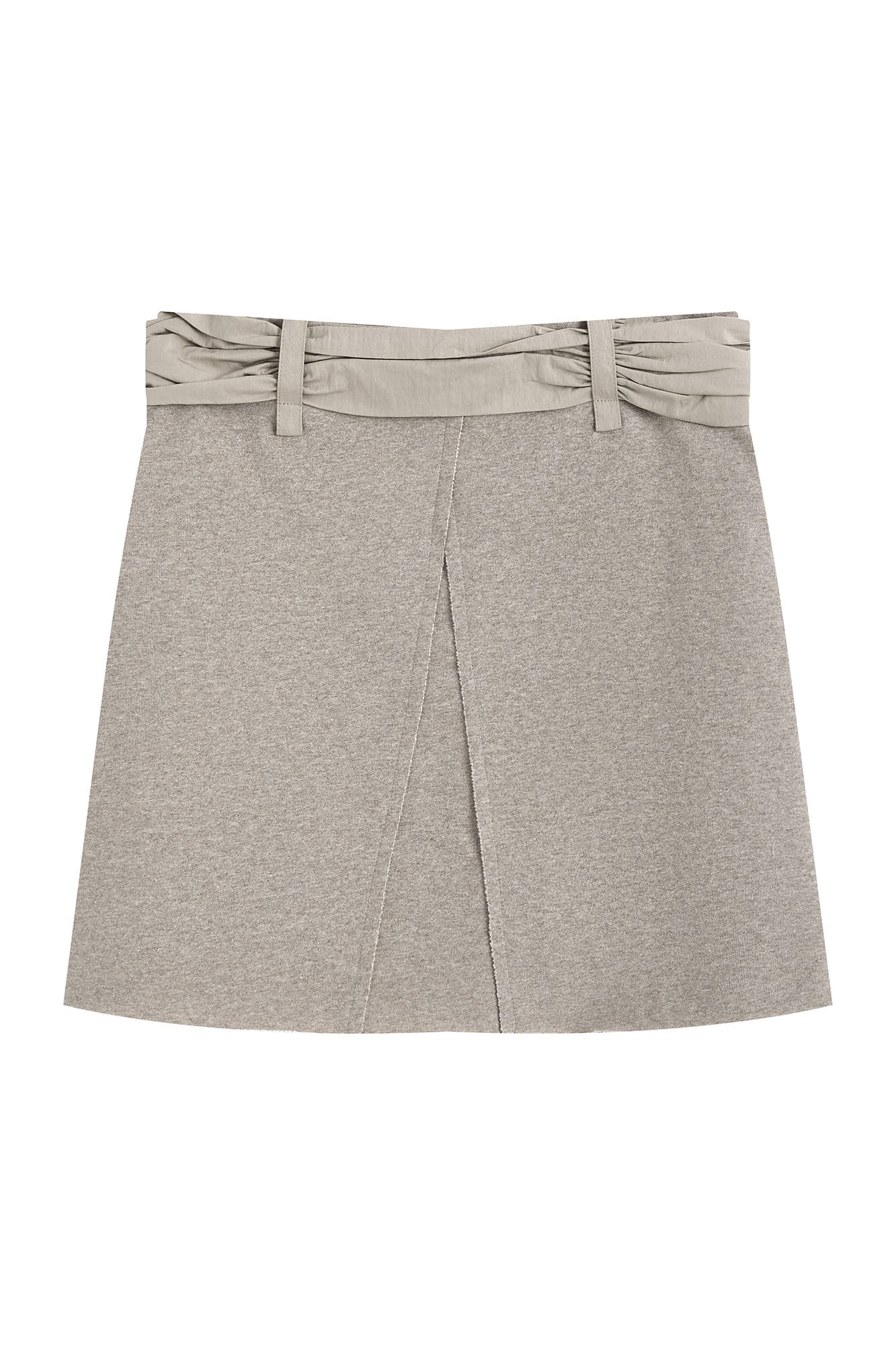 SAME FLOW Ruched Waistband Raw-Edge Pencil Skirt