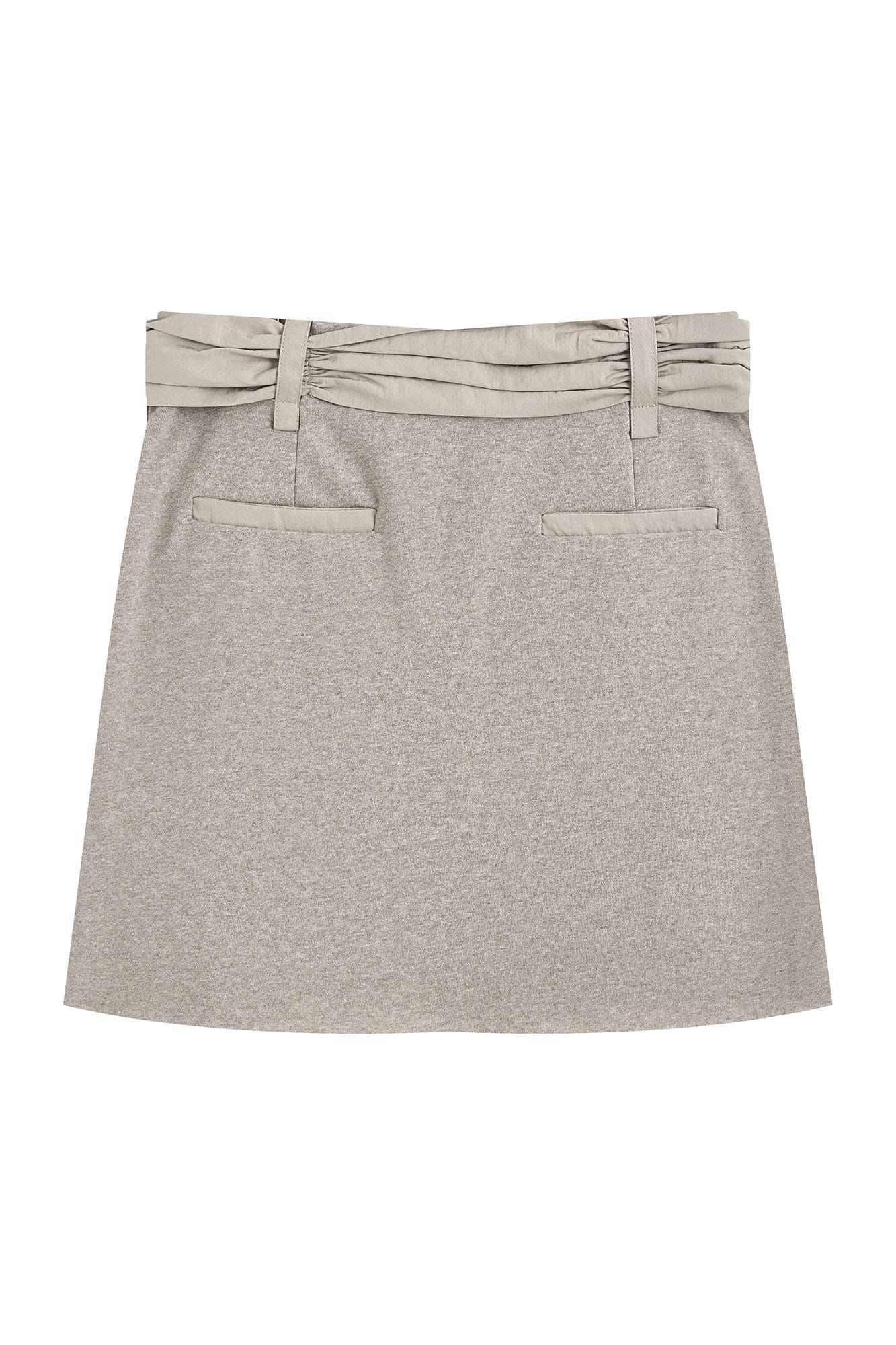 SAME FLOW Ruched Waistband Raw-Edge Pencil Skirt