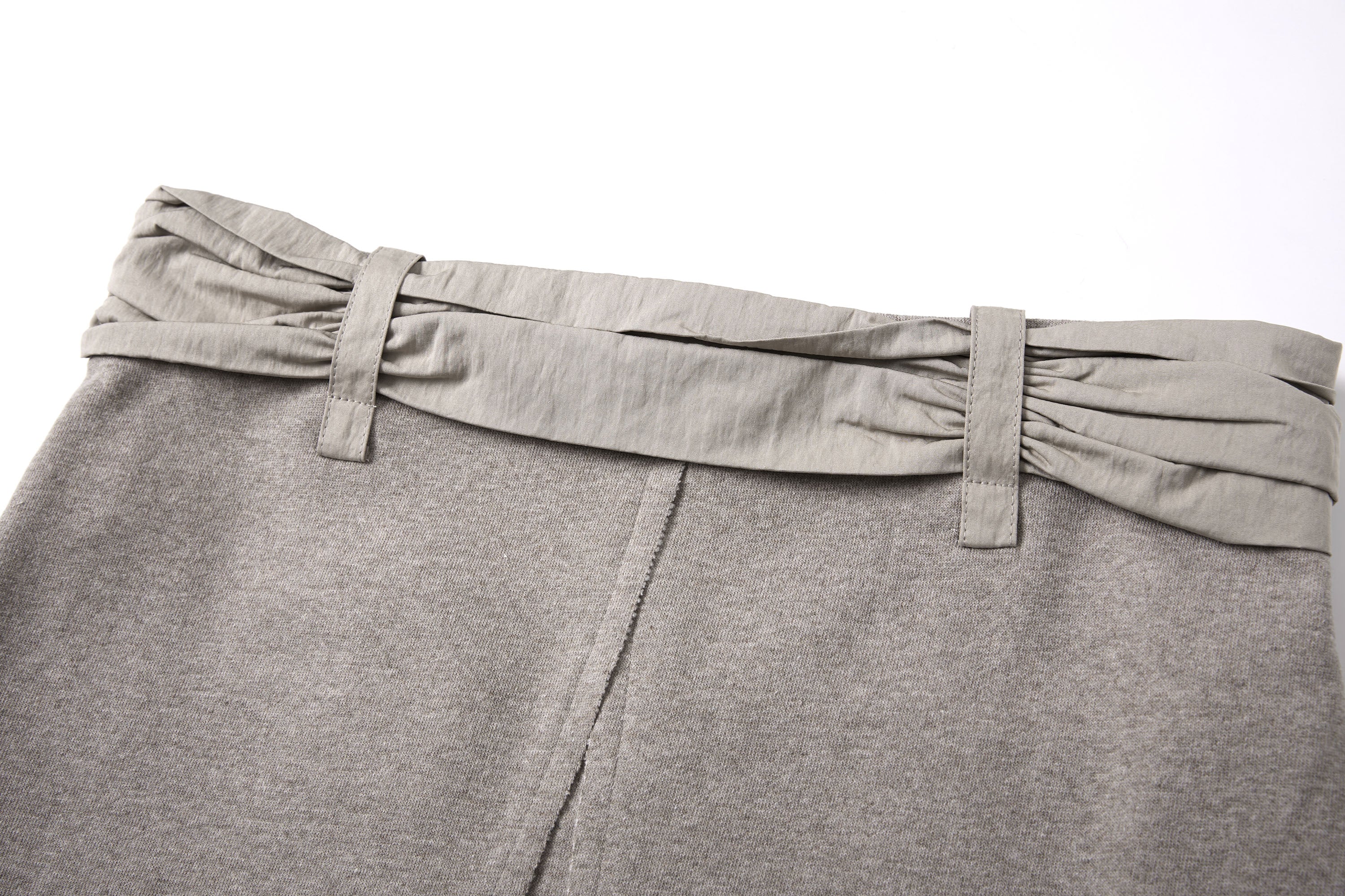 SAME FLOW Ruched Waistband Raw-Edge Pencil Skirt
