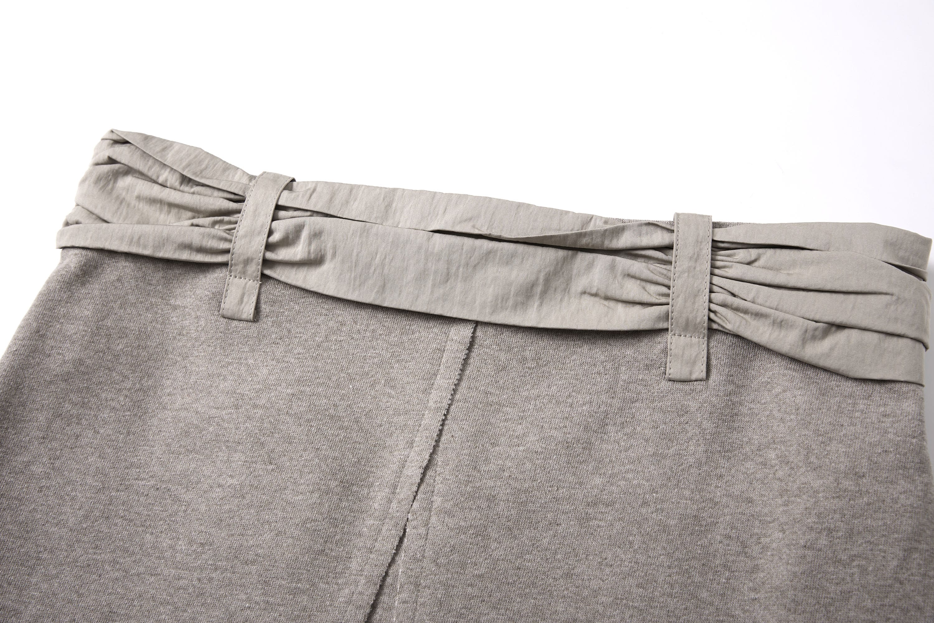 SAME FLOW Ruched Waistband Raw-Edge Pencil Skirt