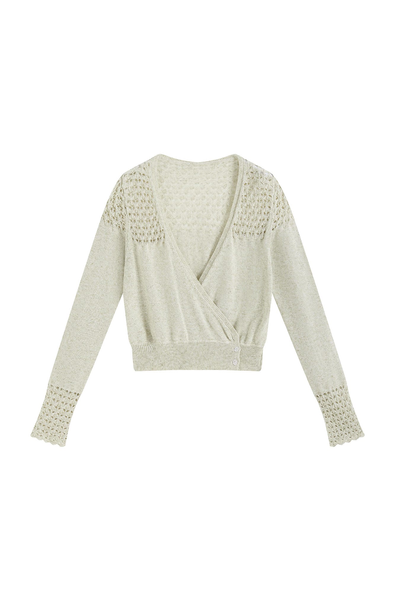 SAME FLOW Open-Knit Cropped Cardigan Set