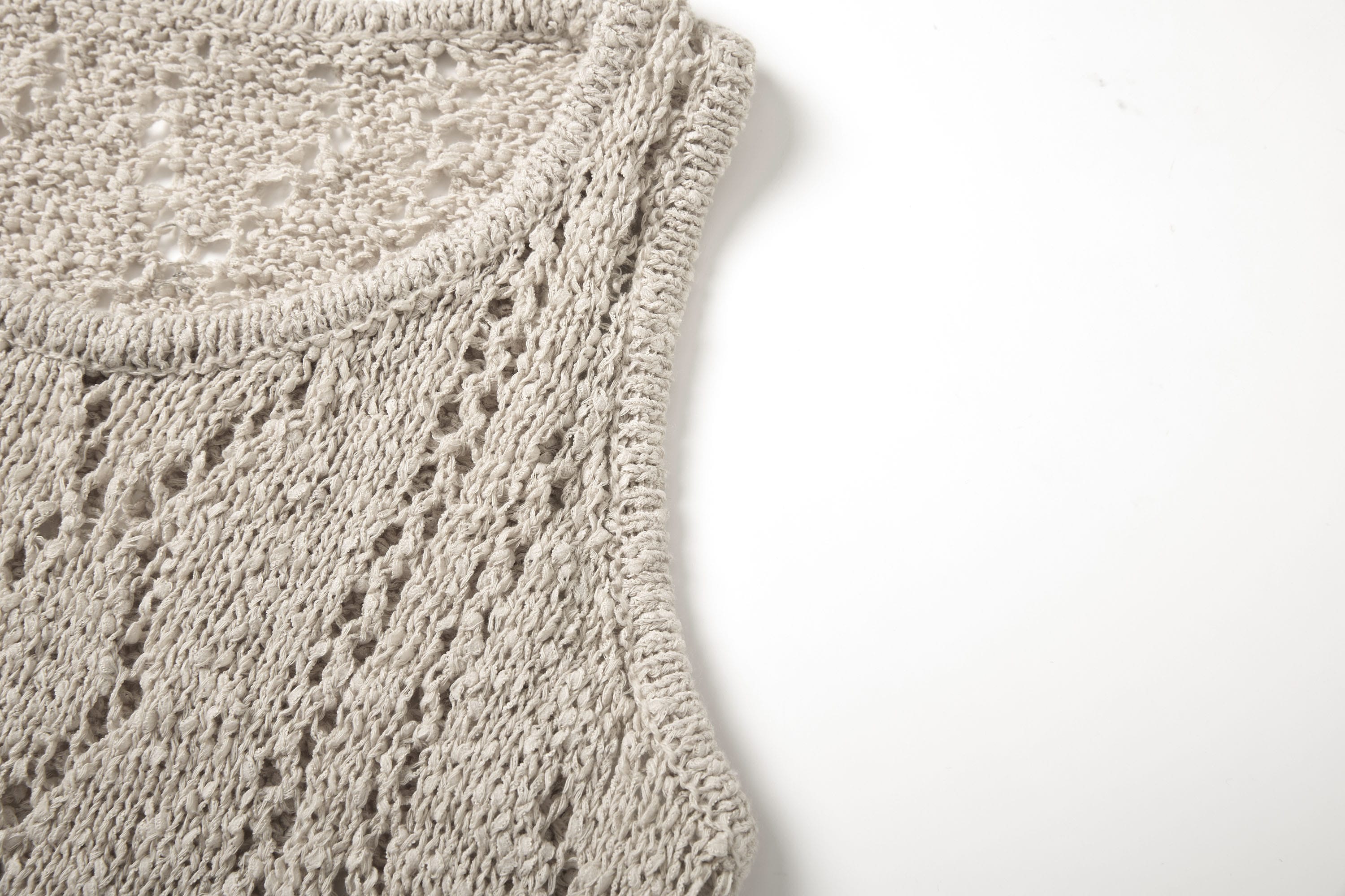 SAME FLOW Open-Knit Fringe Hem Tank Mini Dress