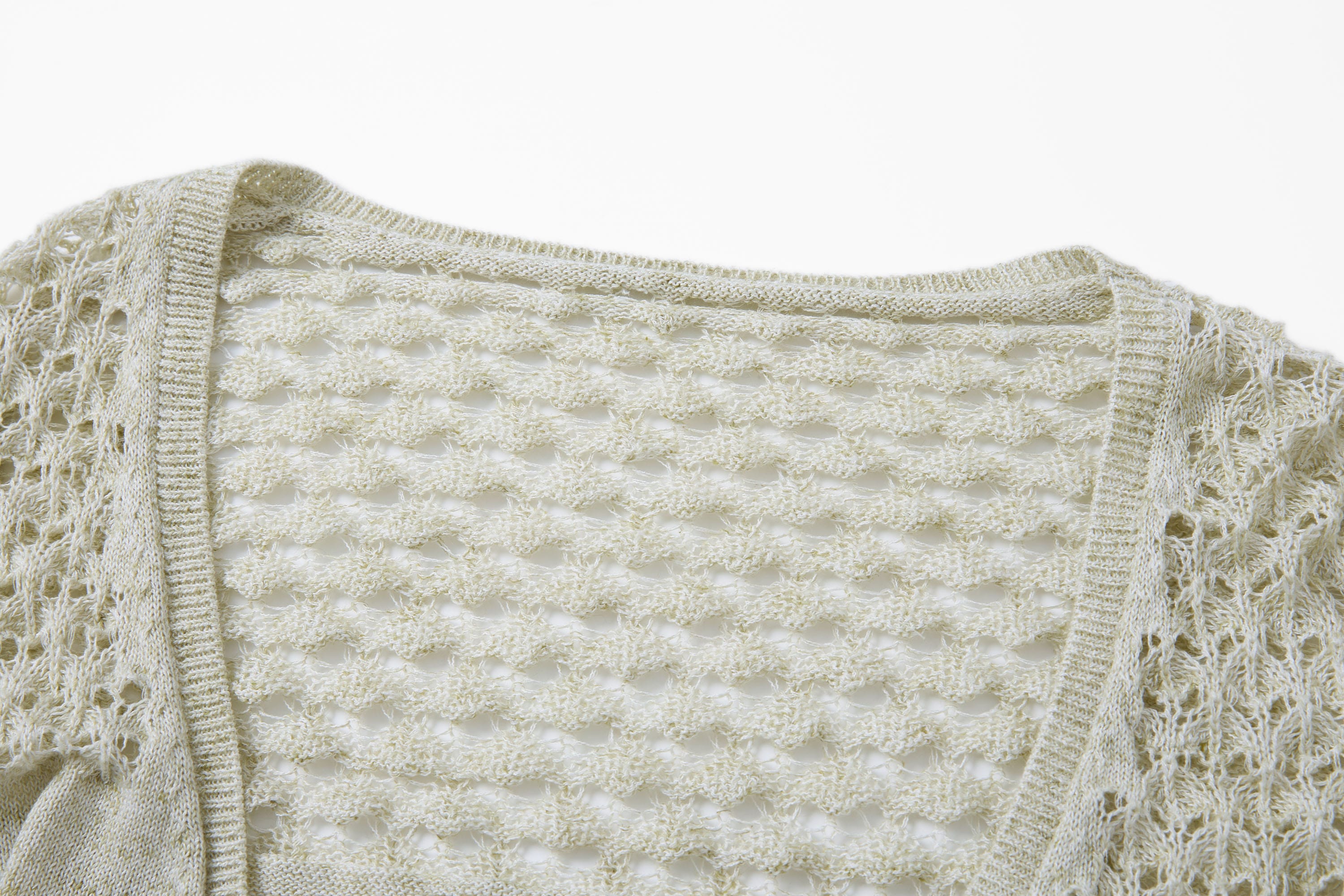 SAME FLOW Open-Knit Cropped Cardigan Set