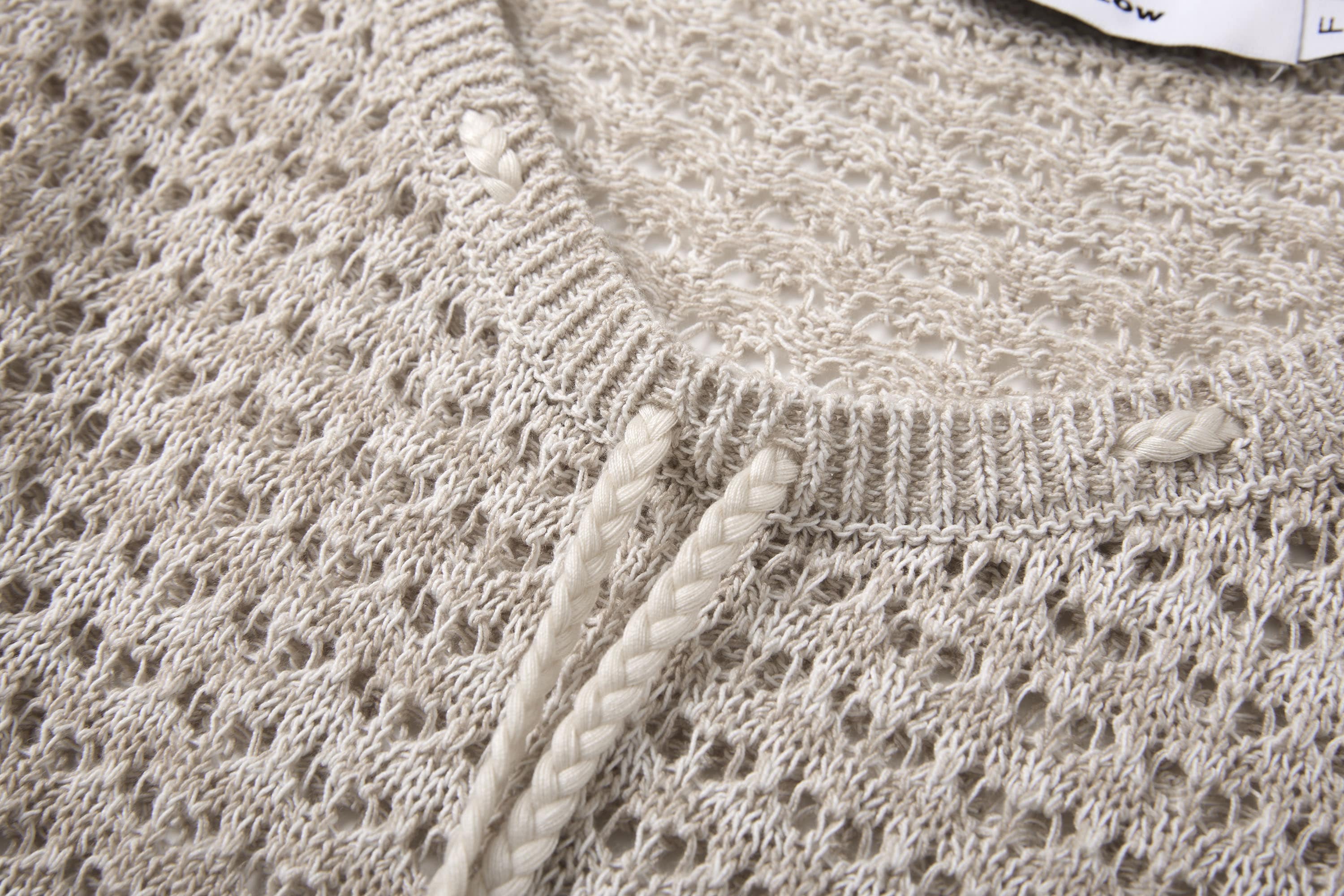 SAME FLOW Open-Knit Drawstring Oversized Sweater
