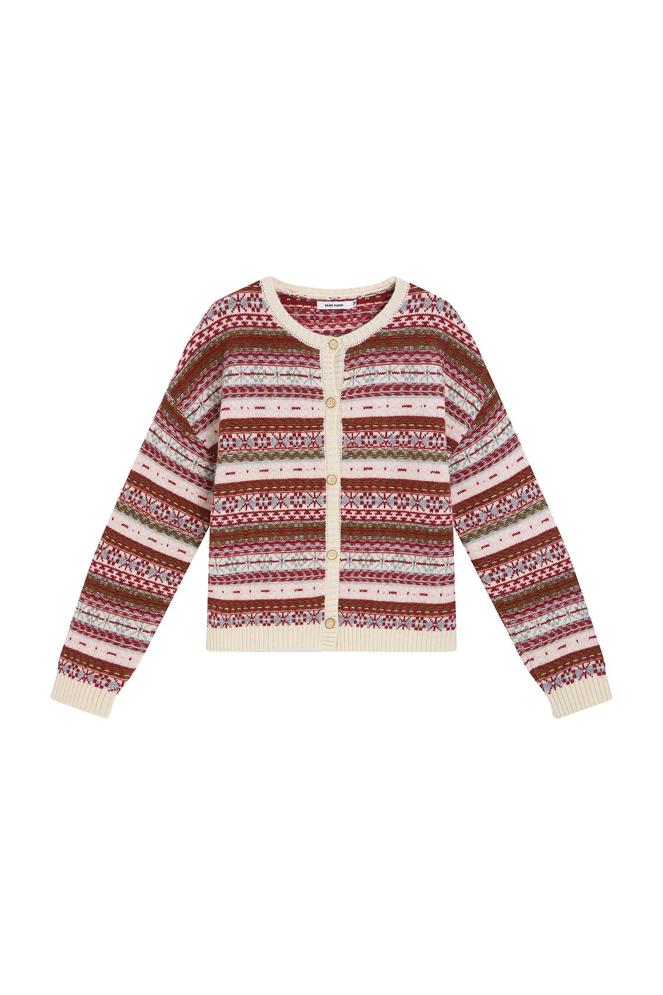 SAME FLOW Wool Fair Isle Knit Cardigan