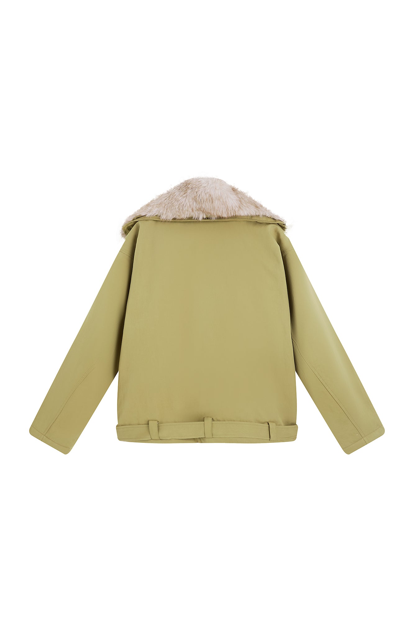 SAME FLOW Faux Fur Collar Belted Padded Jacket