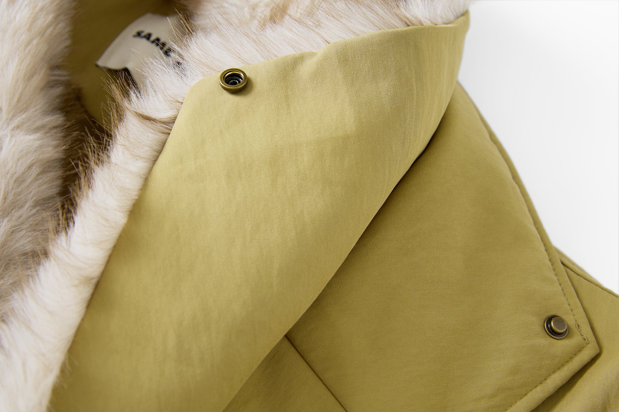 SAME FLOW Faux Fur Collar Belted Padded Jacket