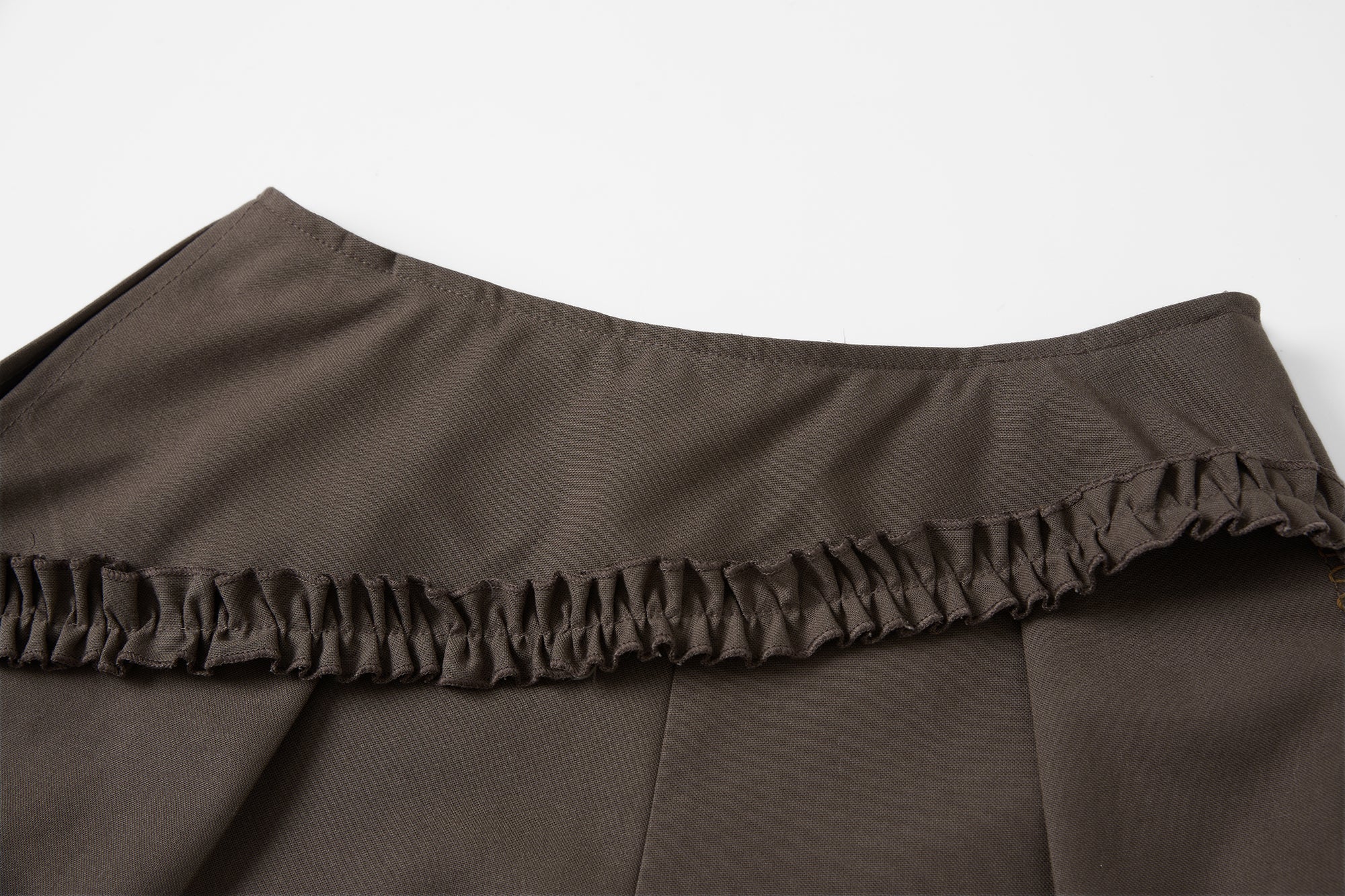 SAME FLOW Ruffle Trim Embroidered Wide-Leg Pants