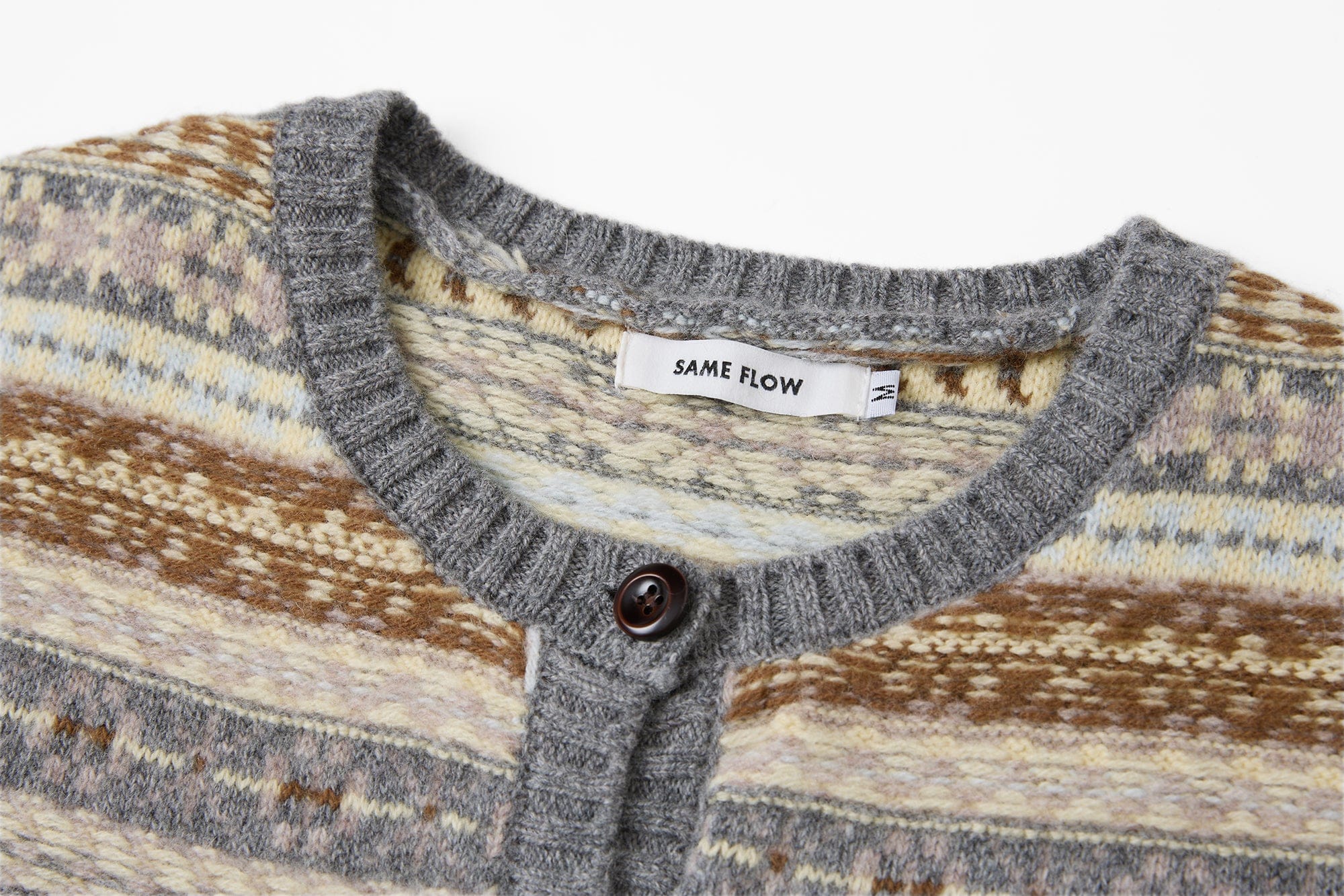 SAME FLOW Wool Fair Isle Knit Cardigan