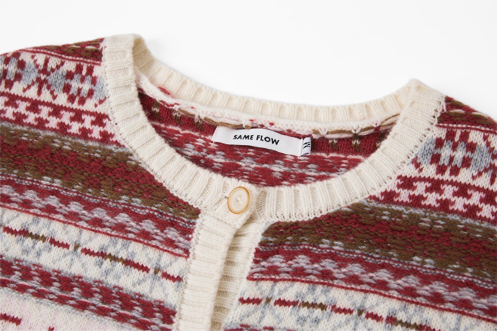 SAME FLOW Wool Fair Isle Knit Cardigan
