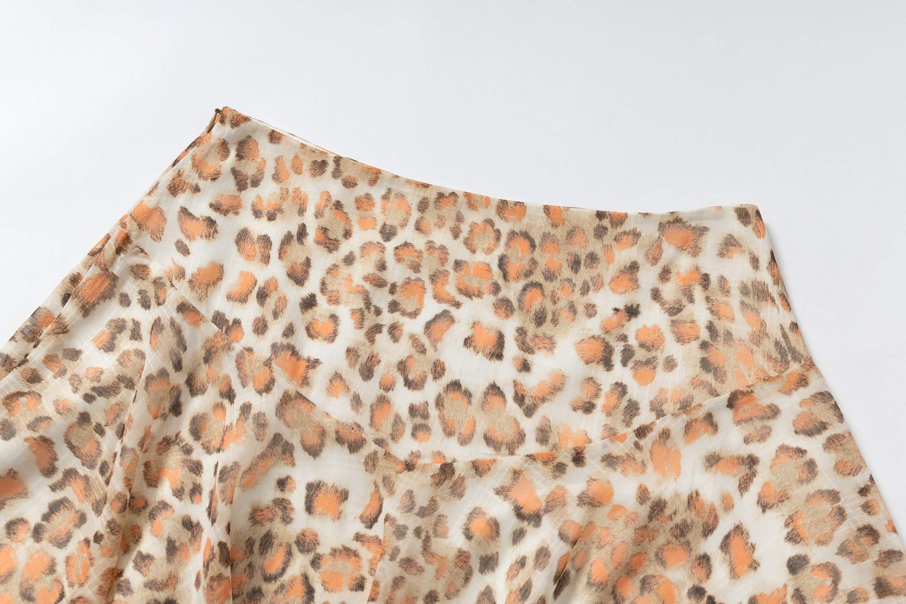 MUSE NAPS Irregular Leopard Print Flowy Midi Skirt
