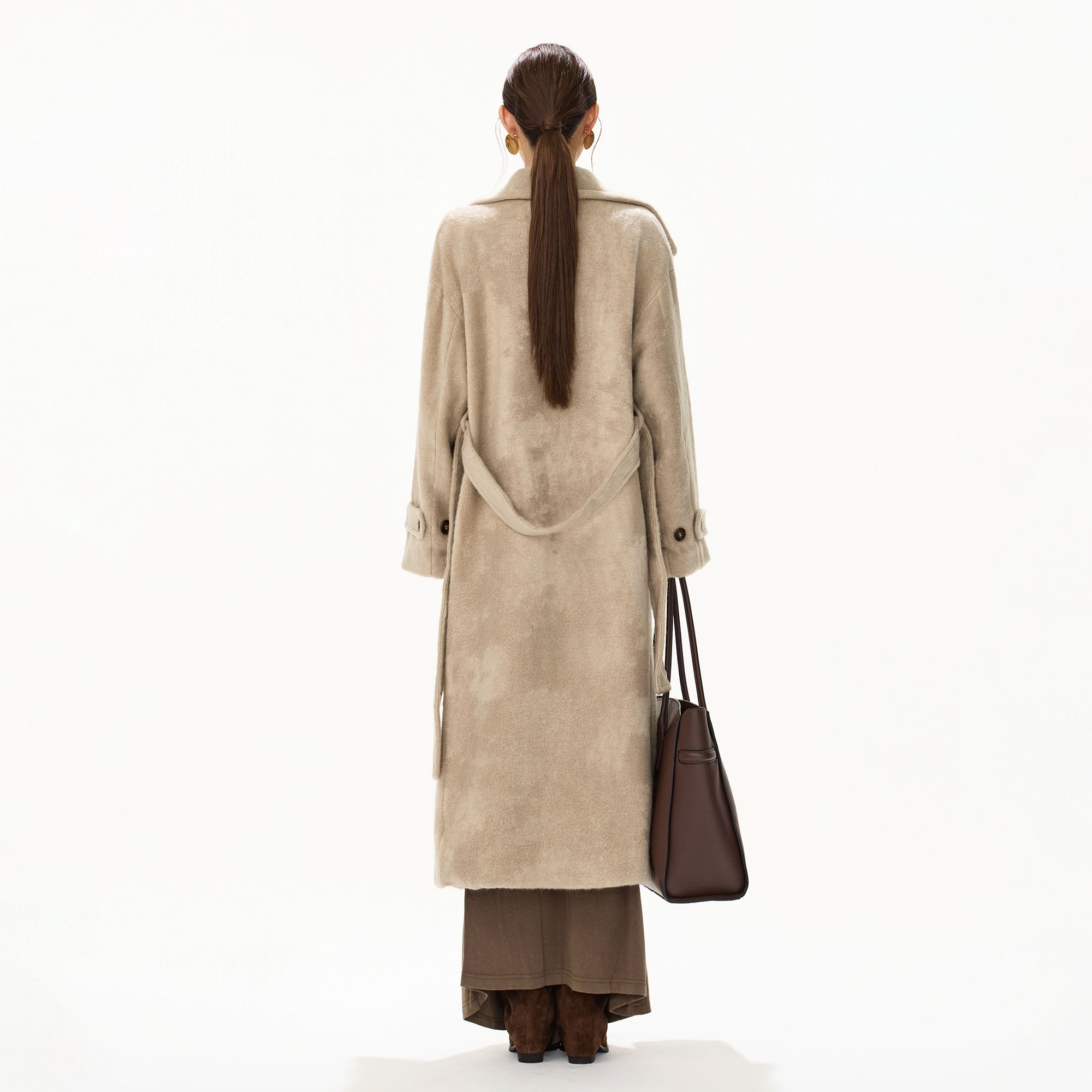 CYGNENOYR Modern Wrap Belted Oversized Coat