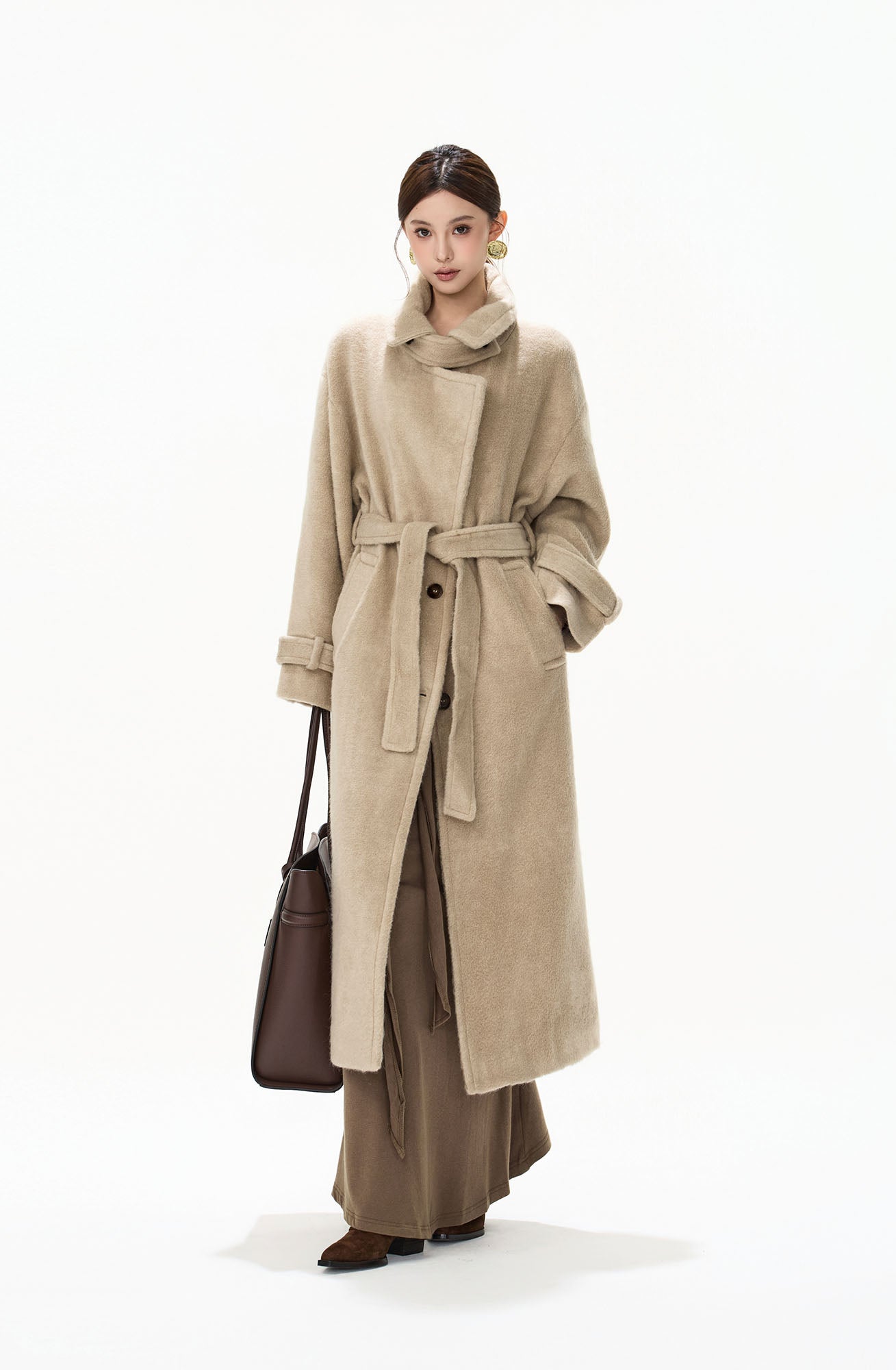 CYNR Modern Wrap Belted Oversized Coat