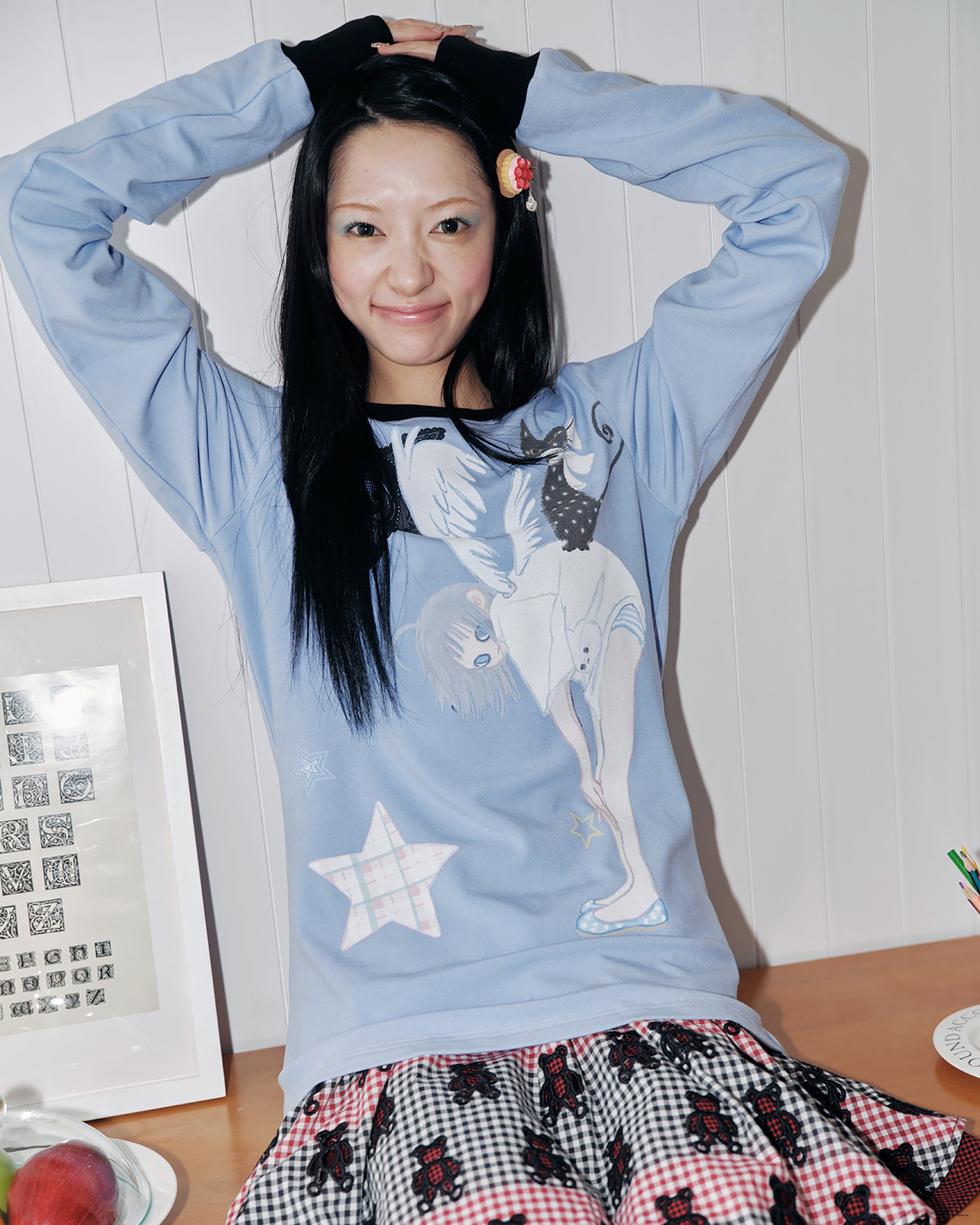 HAVEAMEAL x Congming Retro Illustrated Fleece Long Sleeve Tee