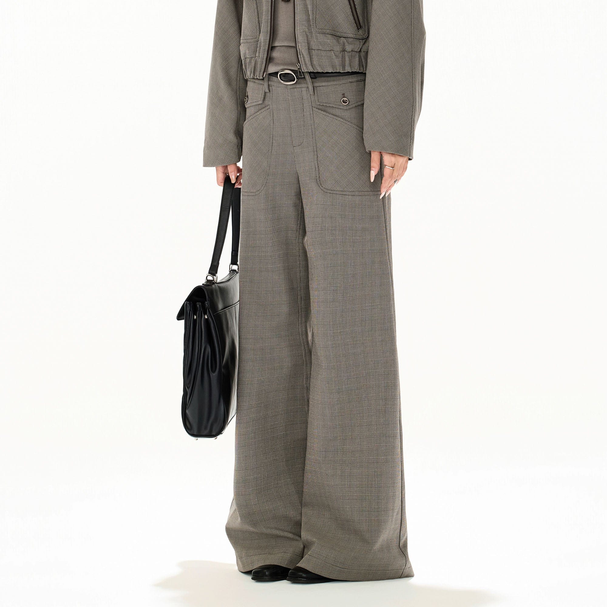 CYNR Retro Plaid Wide-Leg Pants