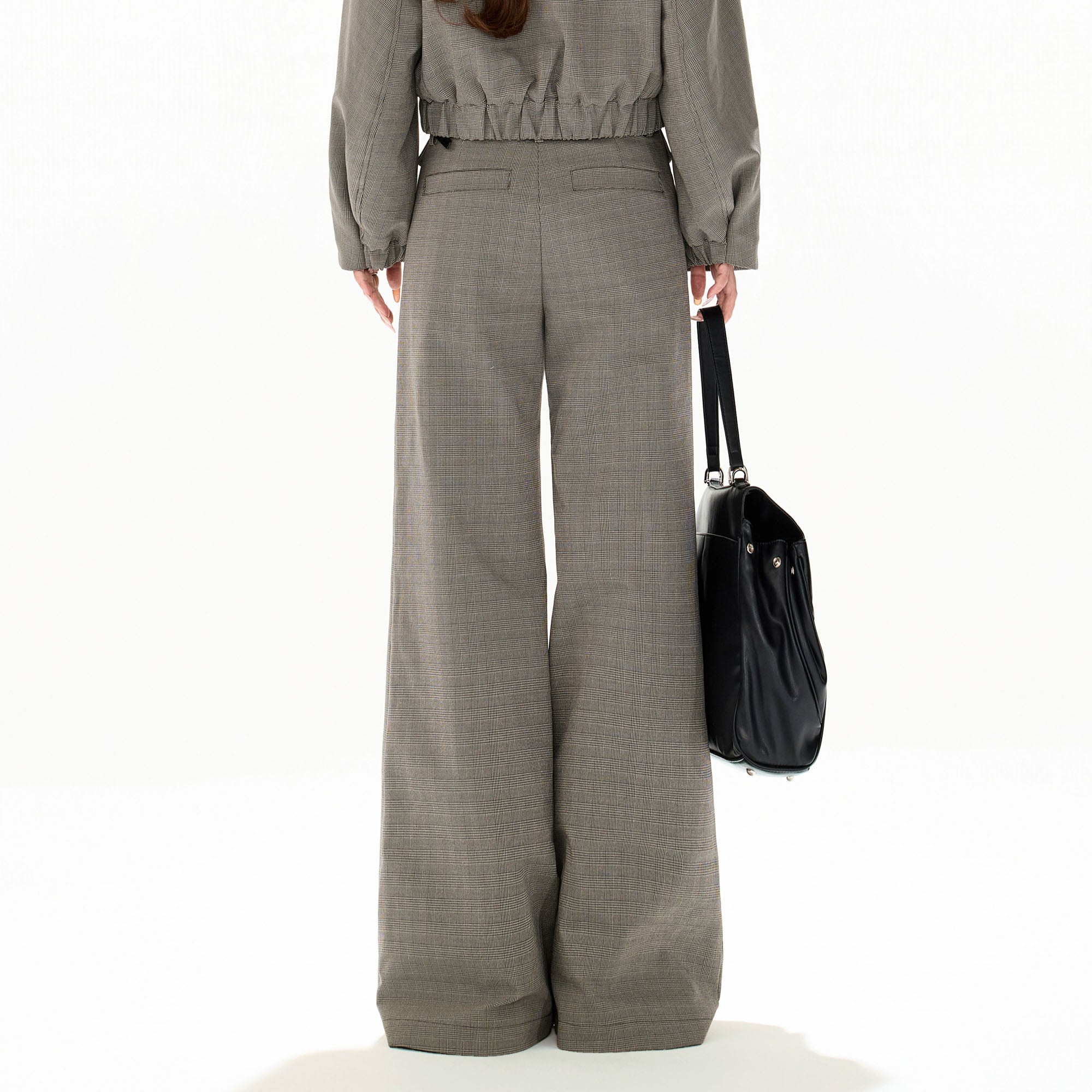 CYGNENOYR Retro Plaid Wide-Leg Pants