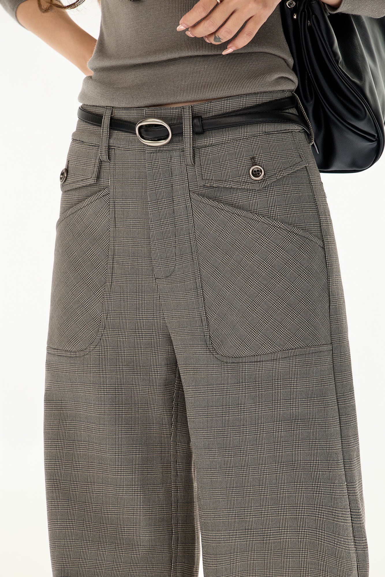 CYGNENOYR Retro Plaid Wide-Leg Pants