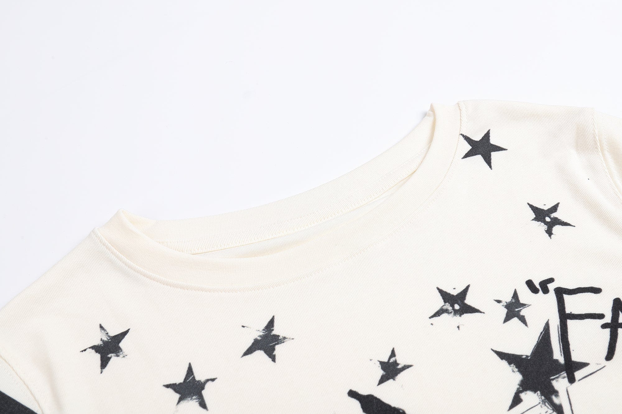 FAYCHUI Cartoon Graphic Stripe-Sleeve Long Sleeve Tee