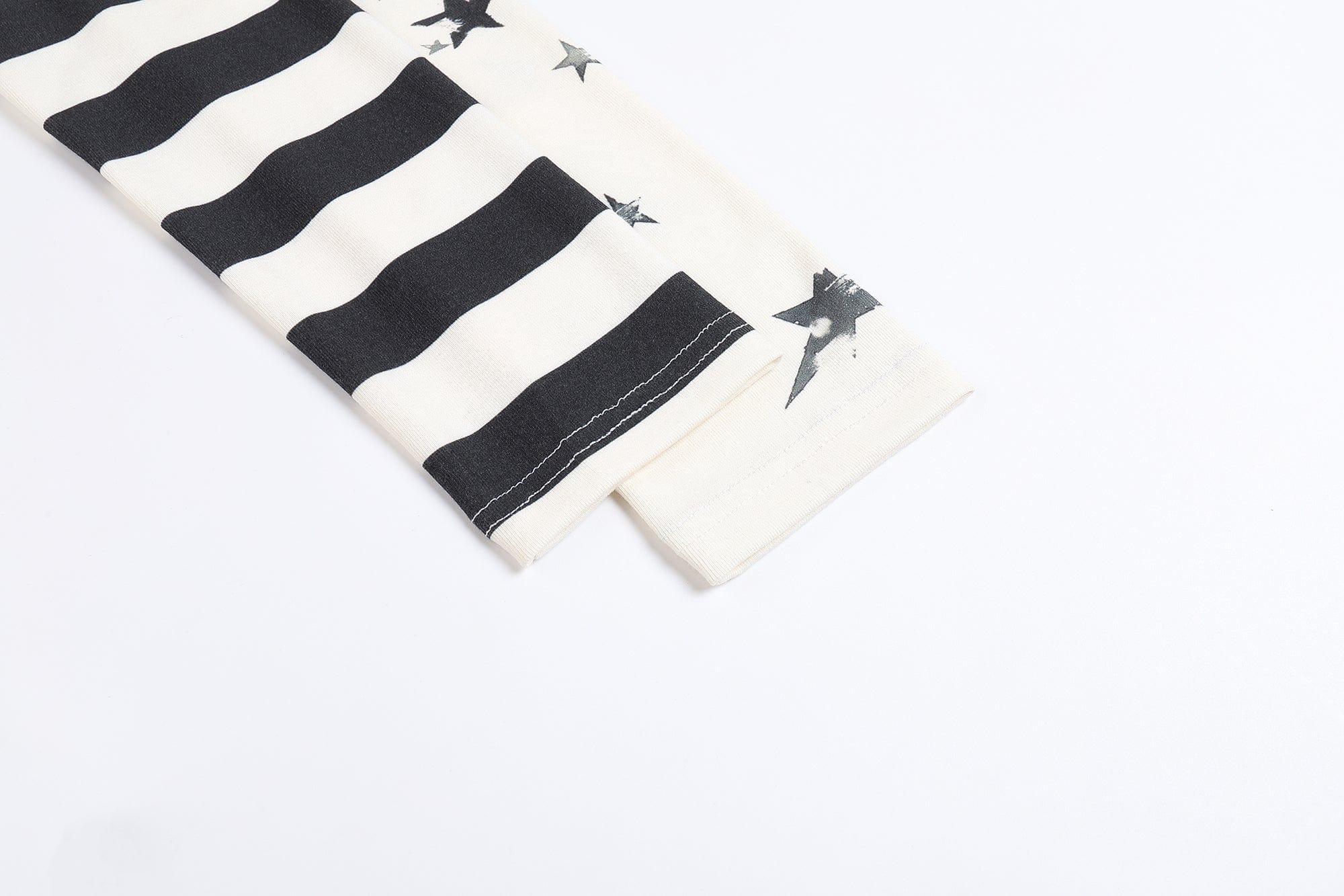 FAYCHUI Cartoon Graphic Stripe-Sleeve Long Sleeve Tee