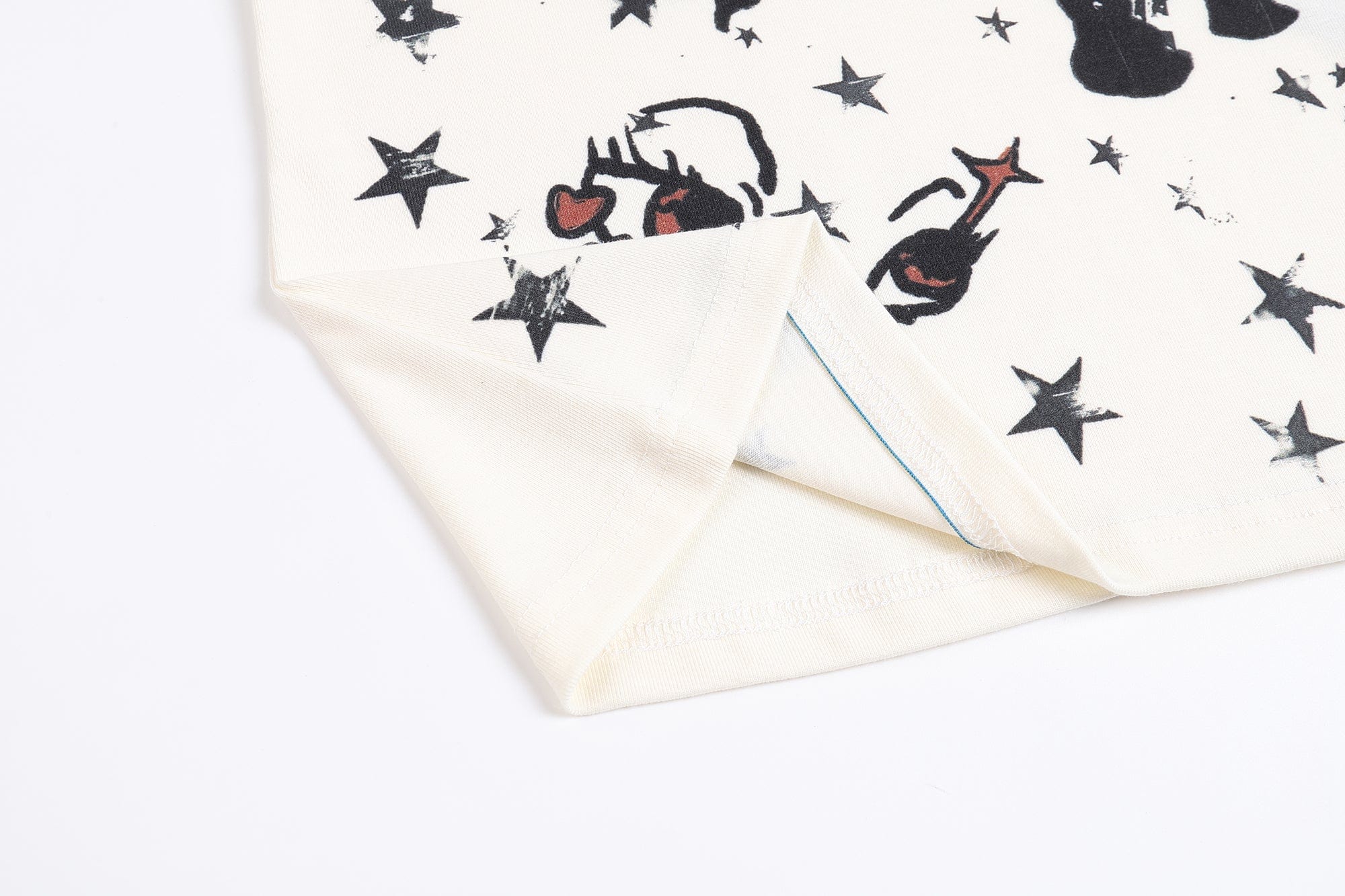FAYCHUI Cartoon Graphic Stripe-Sleeve Long Sleeve Tee