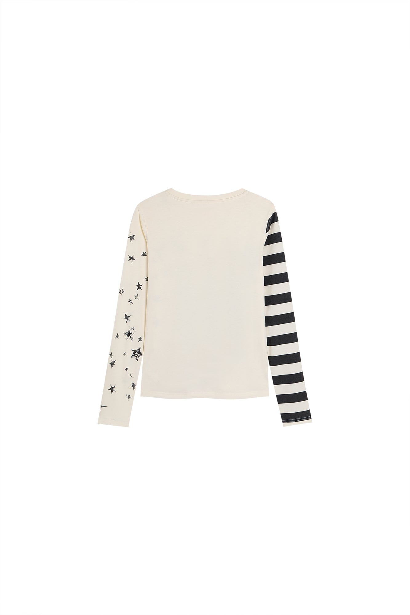 FAYCHUI Cartoon Graphic Stripe-Sleeve Long Sleeve Tee