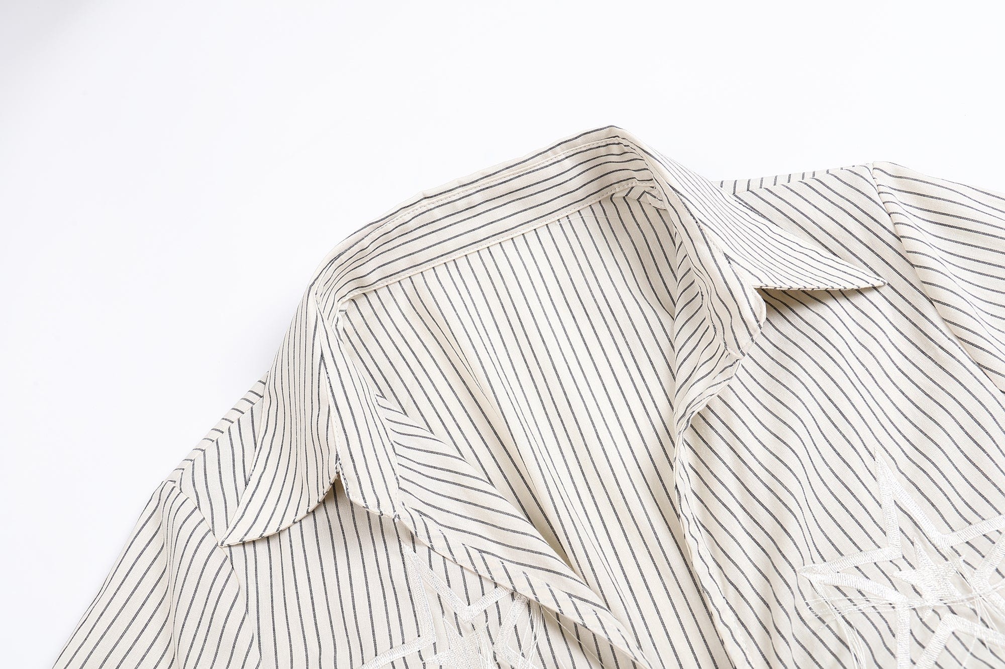 FAYCHUI Star-Embroidered Ruched Zip Shirt