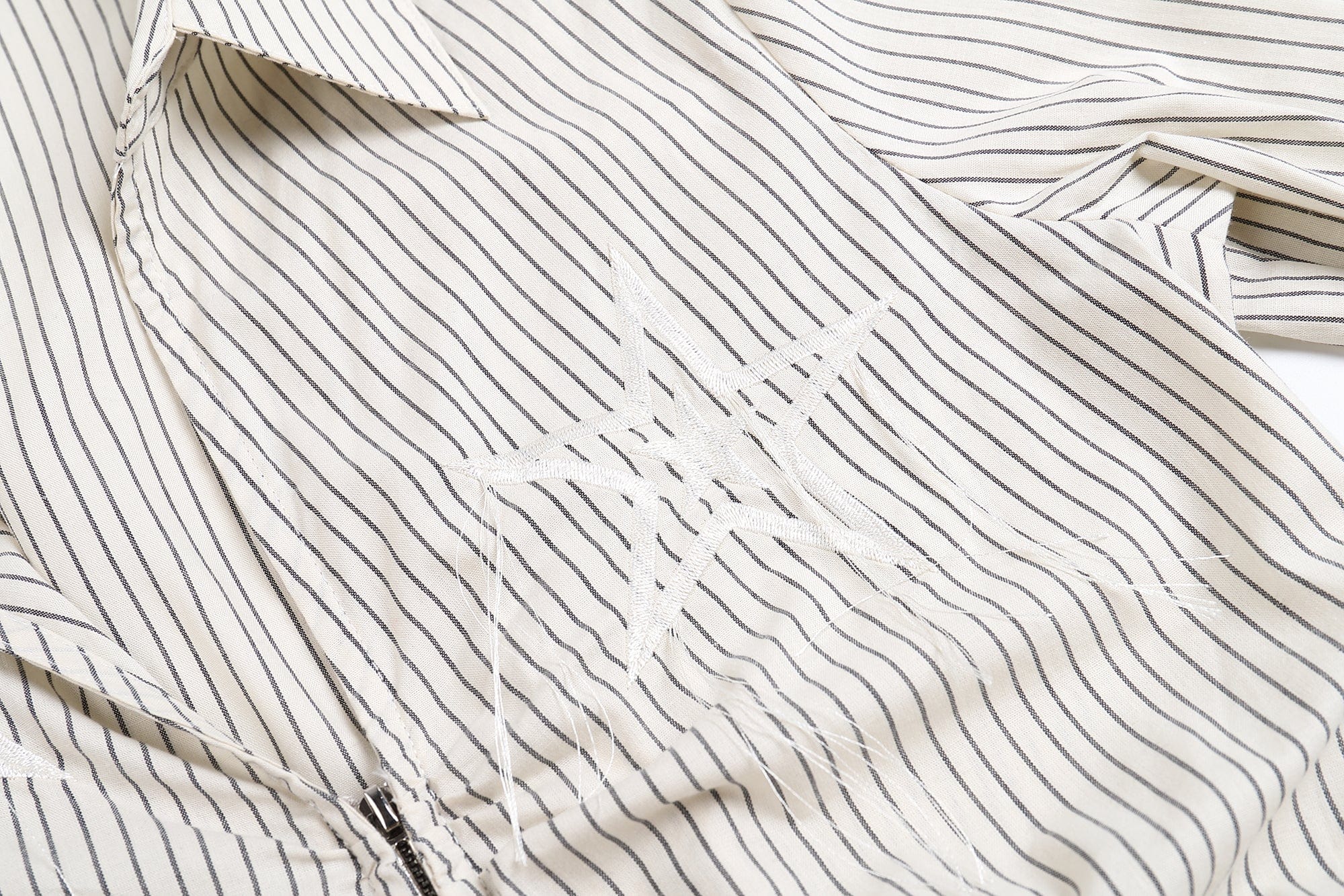 FAYCHUI Star-Embroidered Ruched Zip Shirt