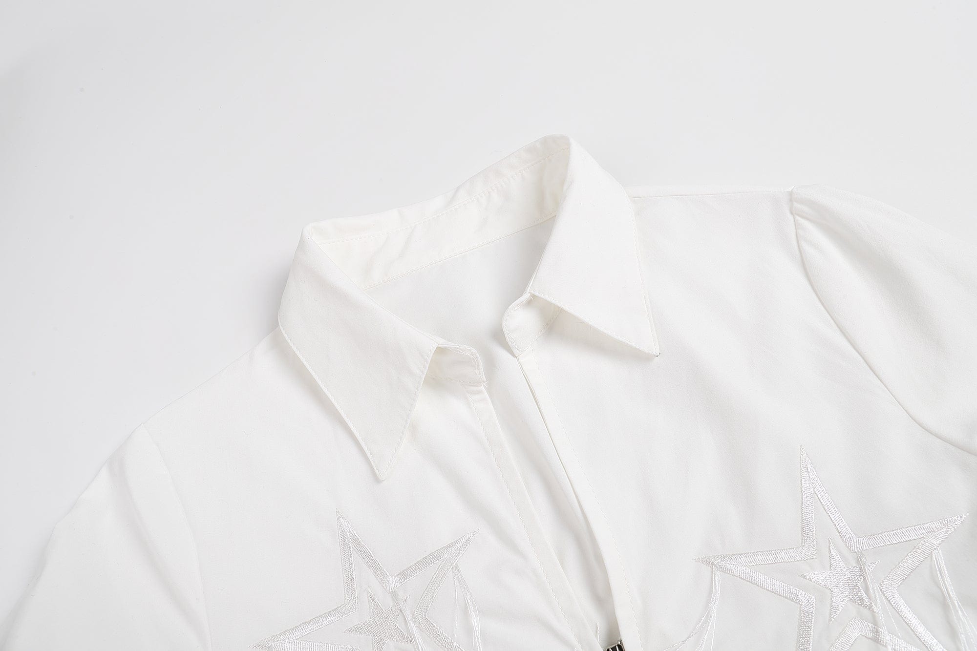 FAYCHUI Star-Embroidered Ruched Zip Shirt