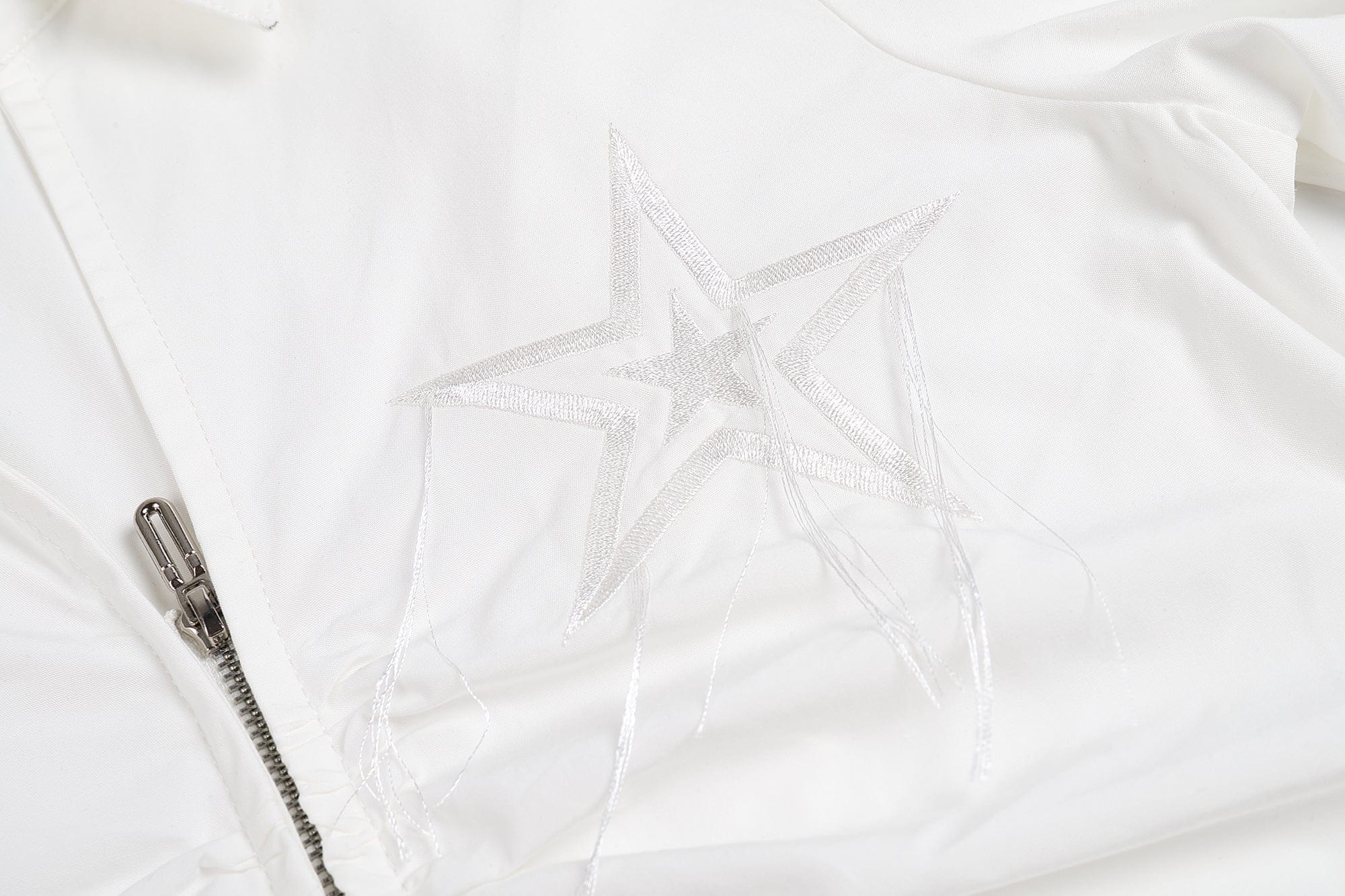 FAYCHUI Star-Embroidered Ruched Zip Shirt