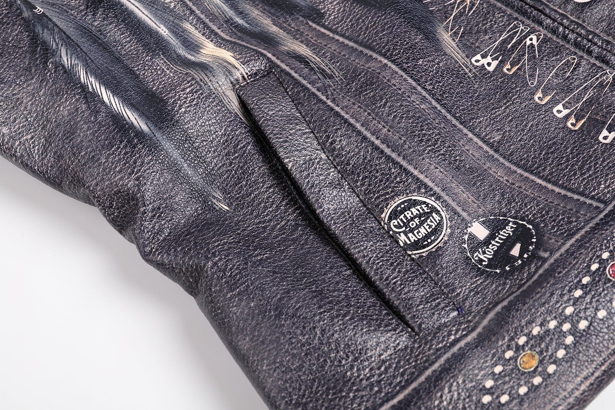 FAYCHUI Full-Print Faux Leather Biker Jacket