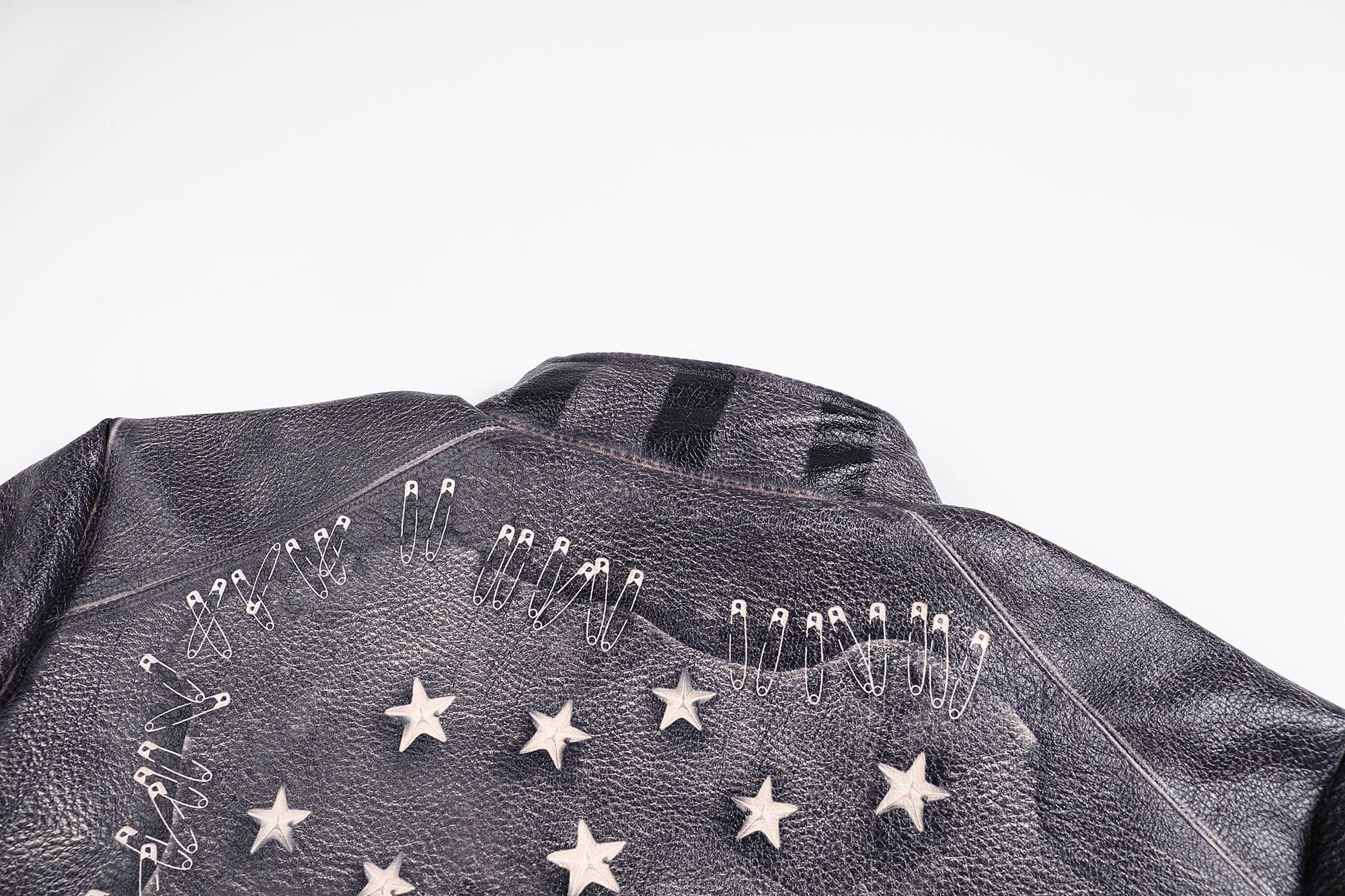 FAYCHUI Full-Print Faux Leather Biker Jacket