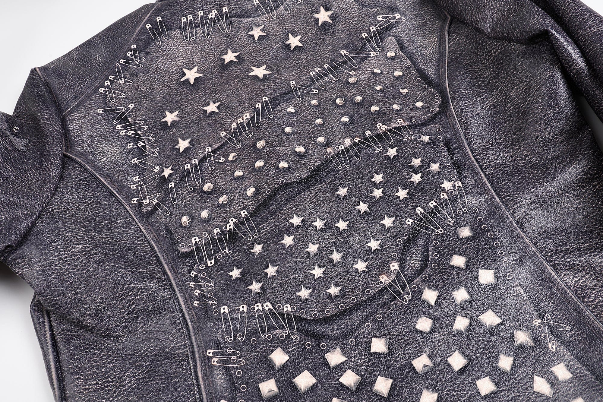 FAYCHUI Full-Print Faux Leather Biker Jacket
