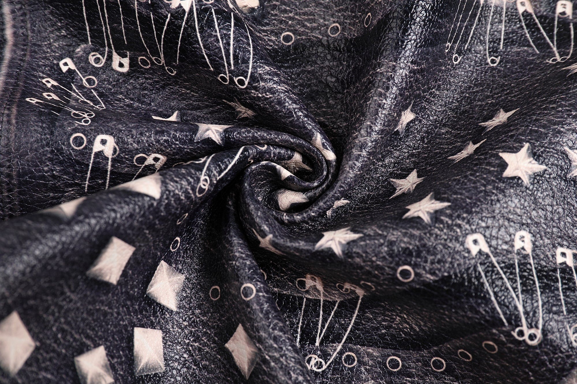 FAYCHUI Full-Print Faux Leather Biker Jacket