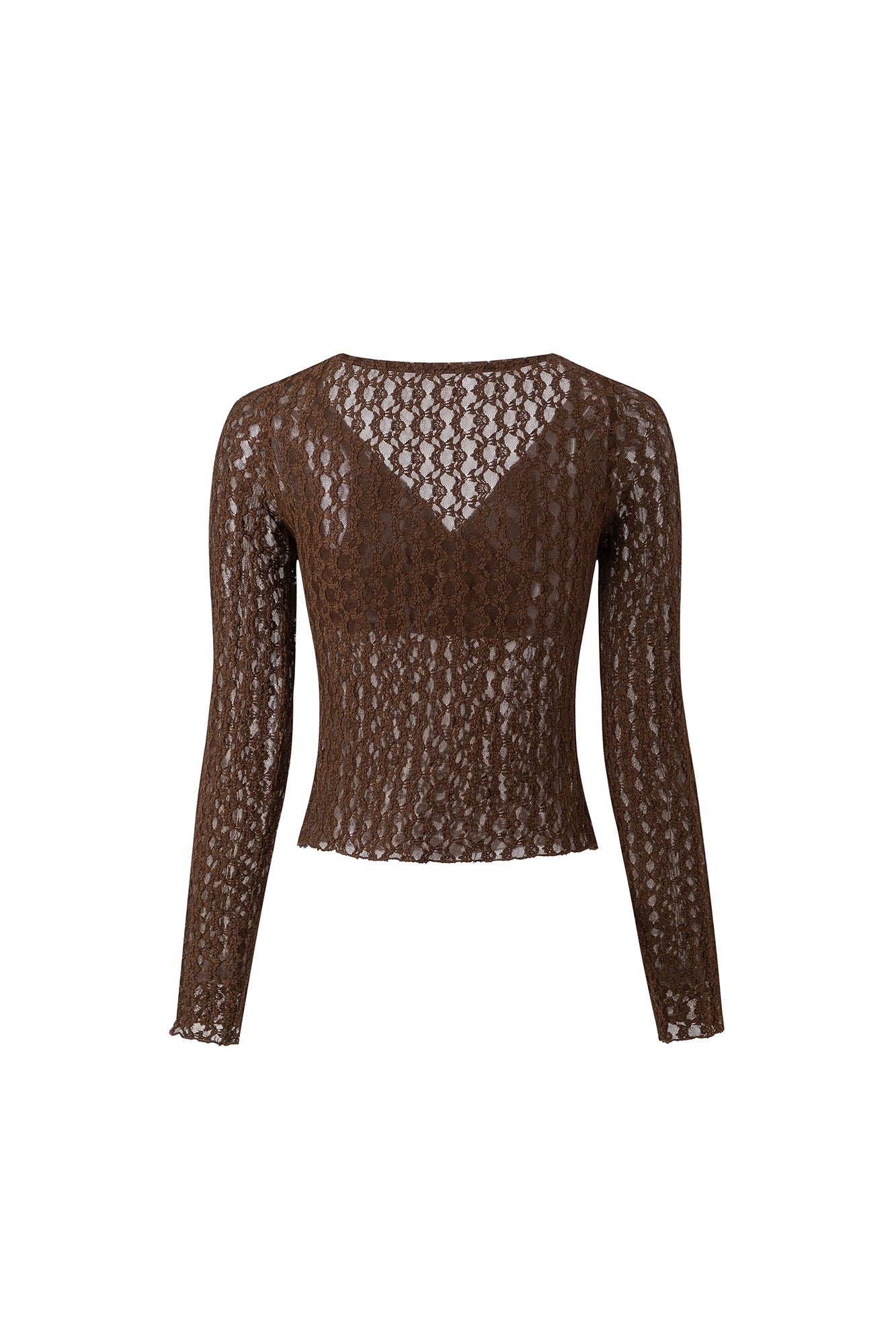 ARTIFICIAL WORLD Lace Wrap-Neck Long-Sleeve Tee