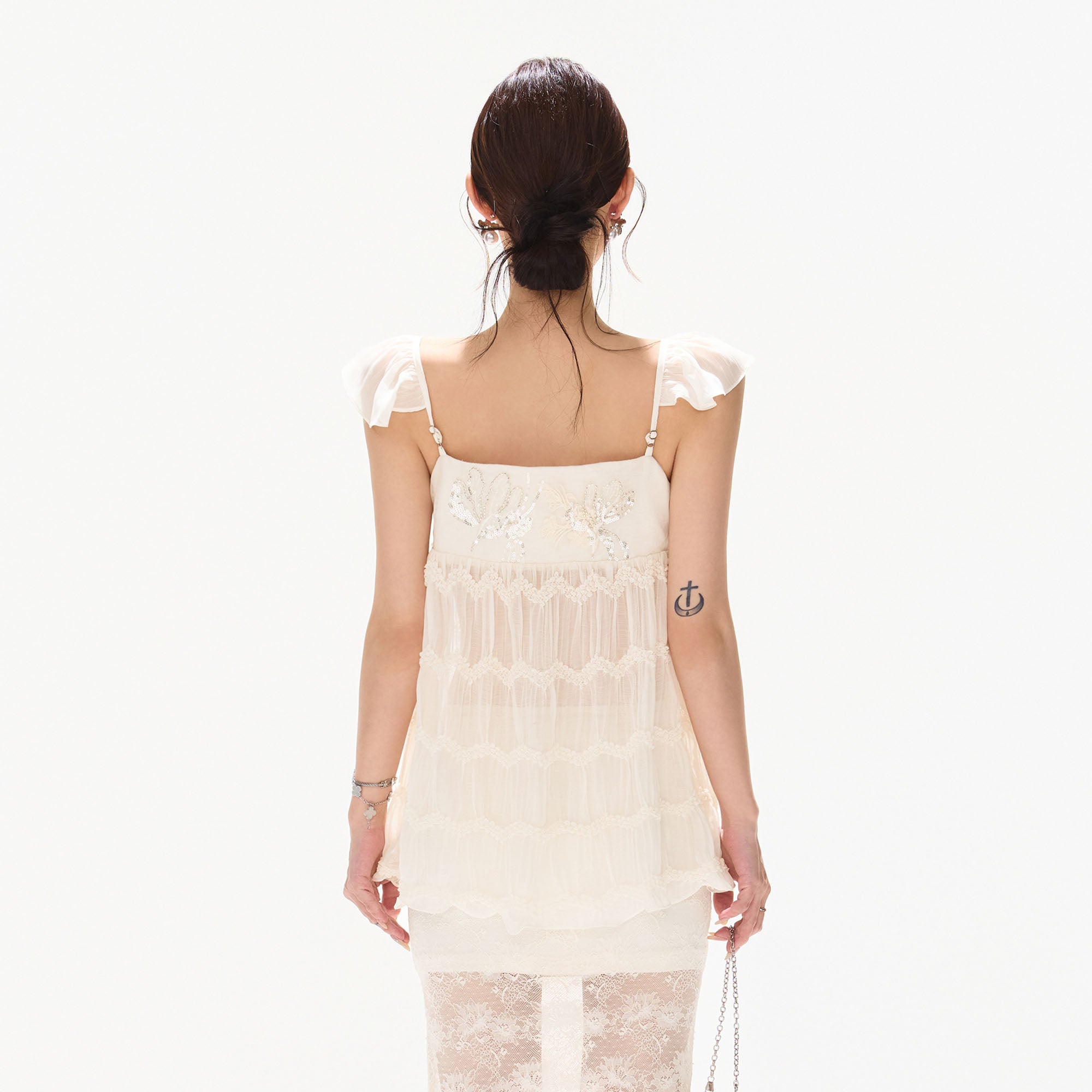 CYNR Embellished Tiered Cami Top