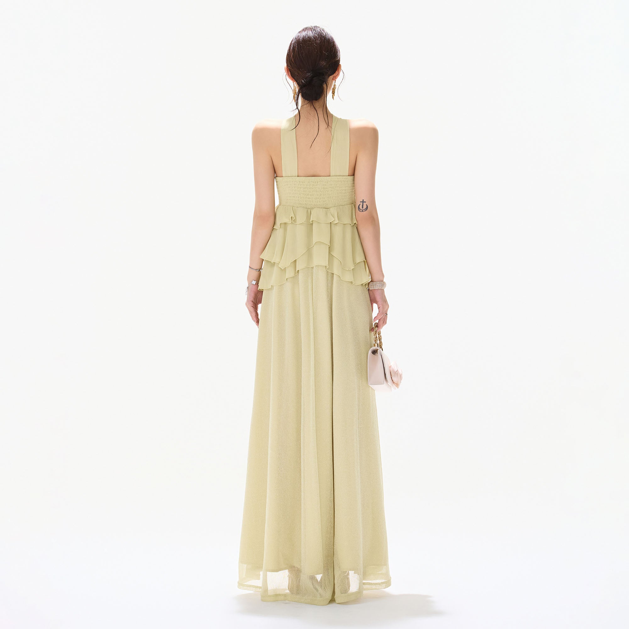 CYNR Tiered Halter Maxi Dress
