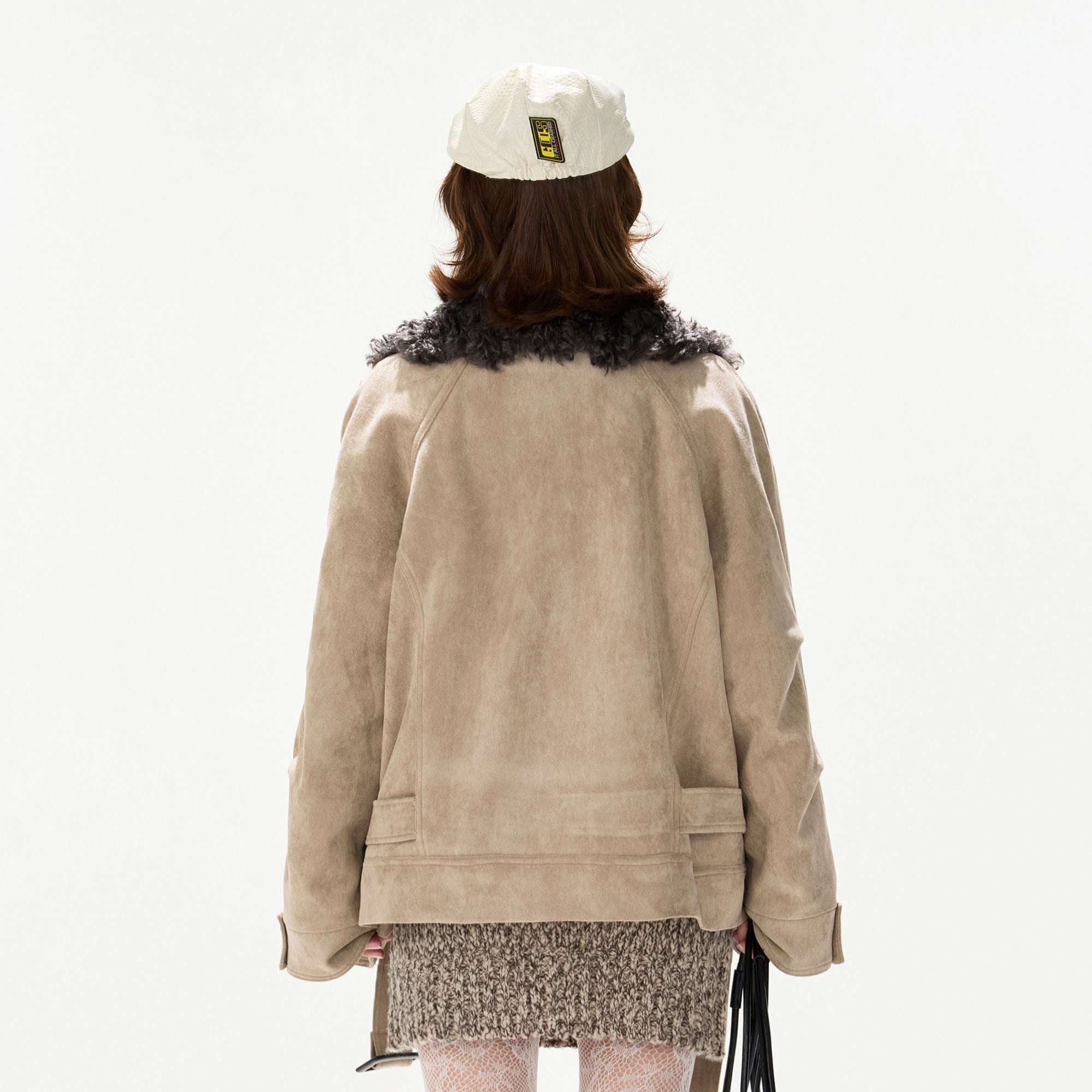 CYGNENOYR Reversible Shearling-Splice Faux Suede Jacket
