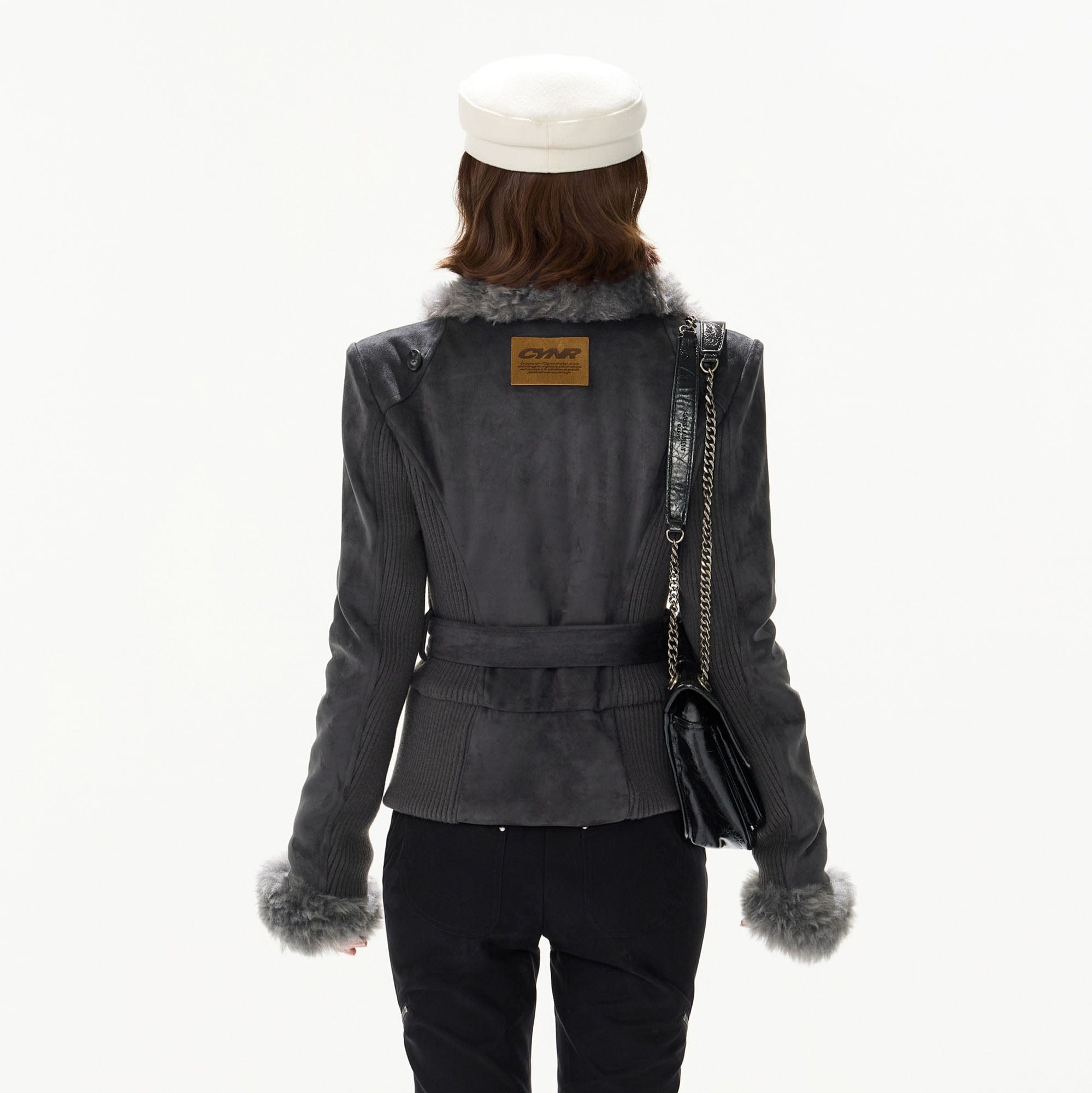 CYNR Faux-Shearling Lined Double-Breasted Jacket