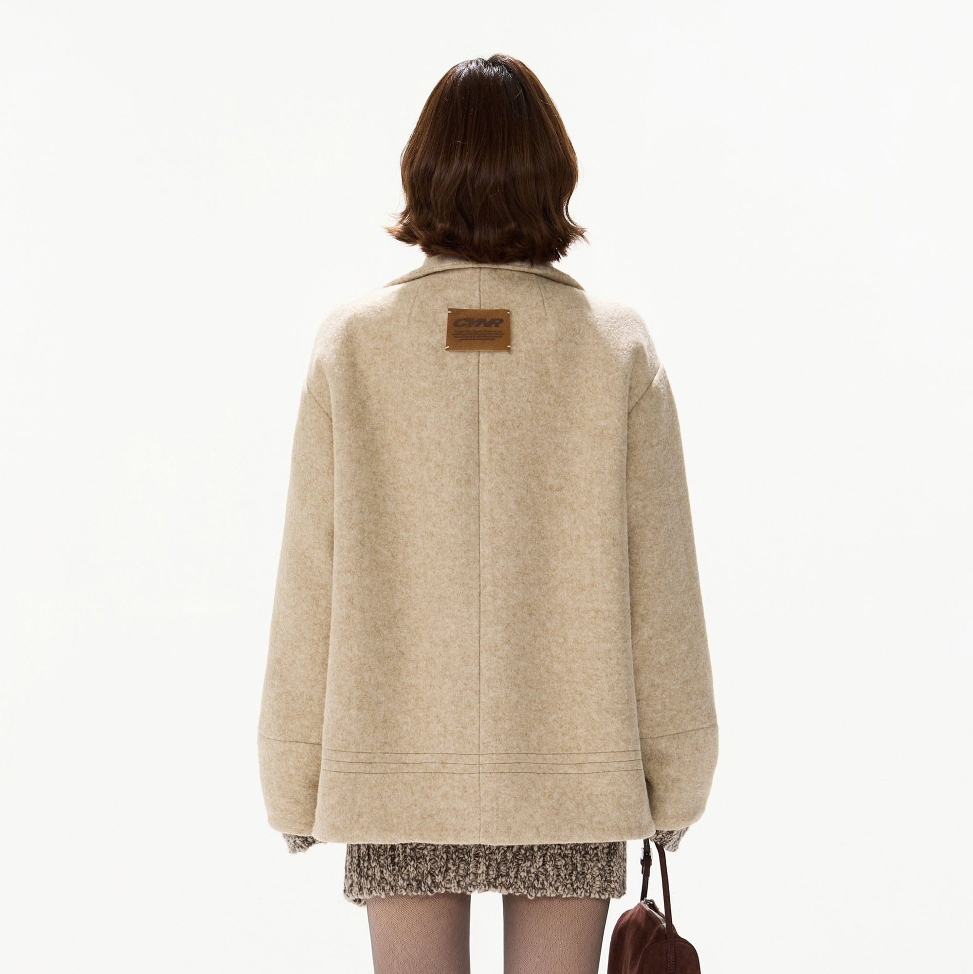CYNR Contrast Trim Wool-Blend Stitched Jacket